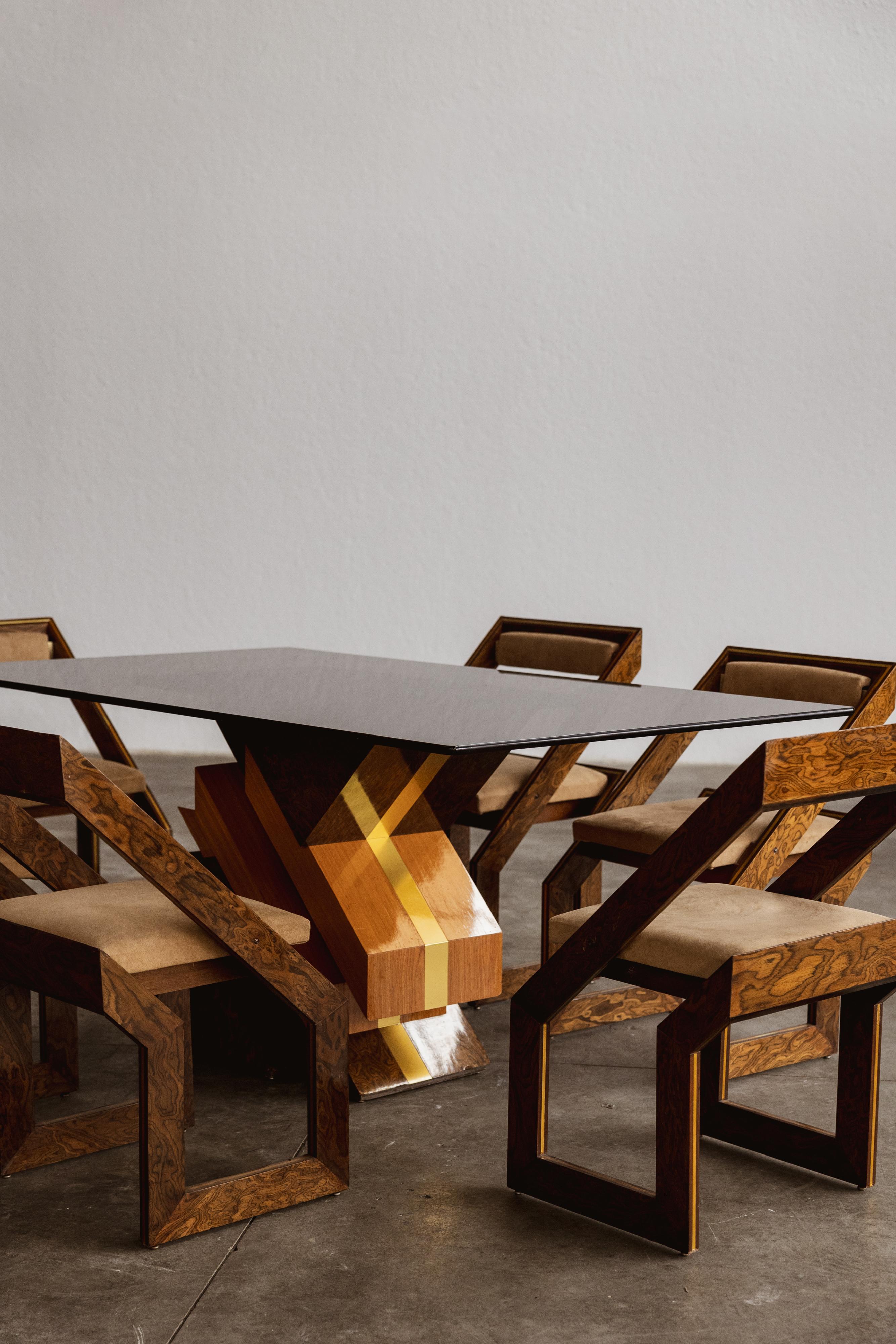 Set da pranzo scultoreo Romeo Rega, 1970, set di 7 persone in vendita 7