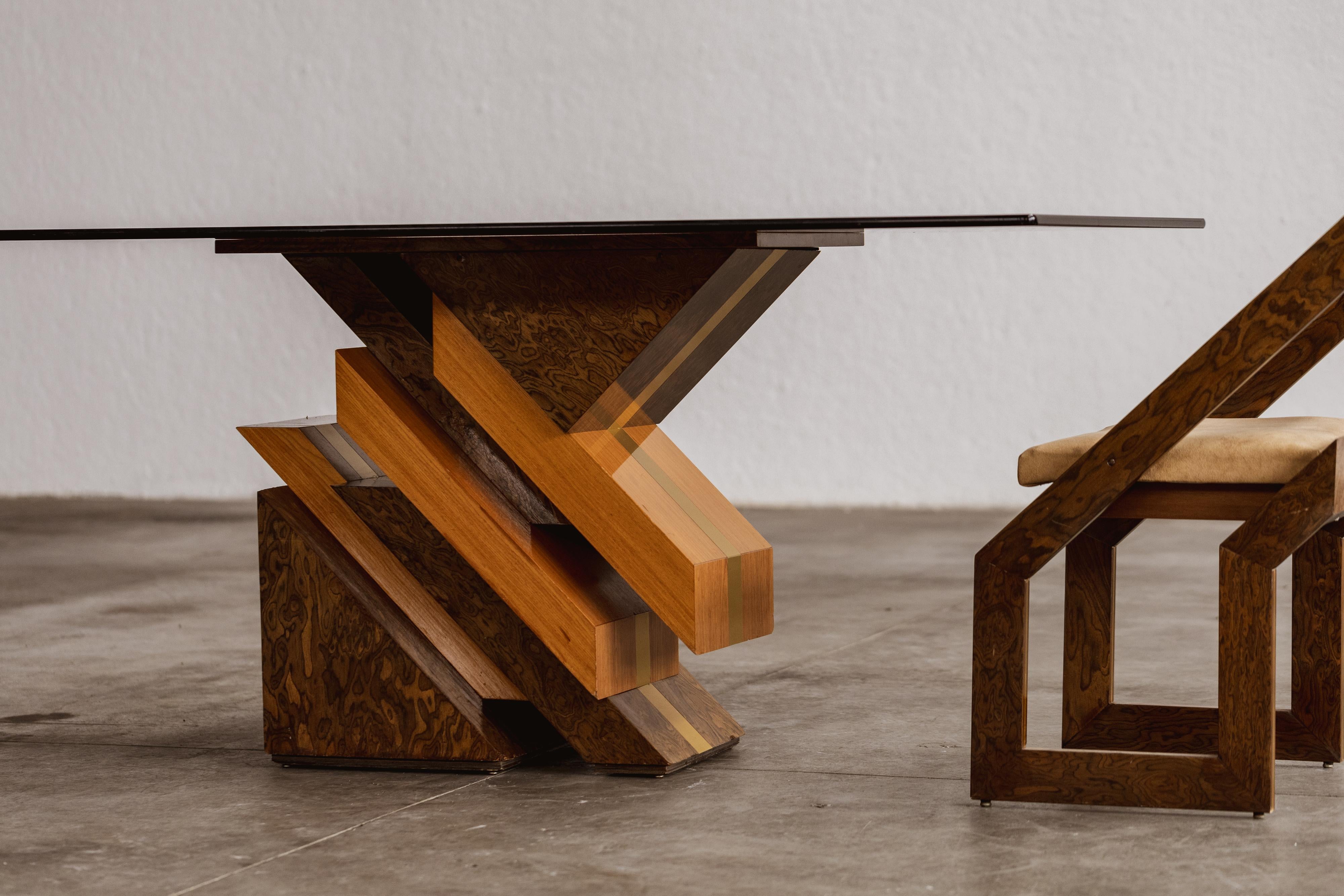 Postmoderno Set da pranzo scultoreo Romeo Rega, 1970, set di 7 persone in vendita