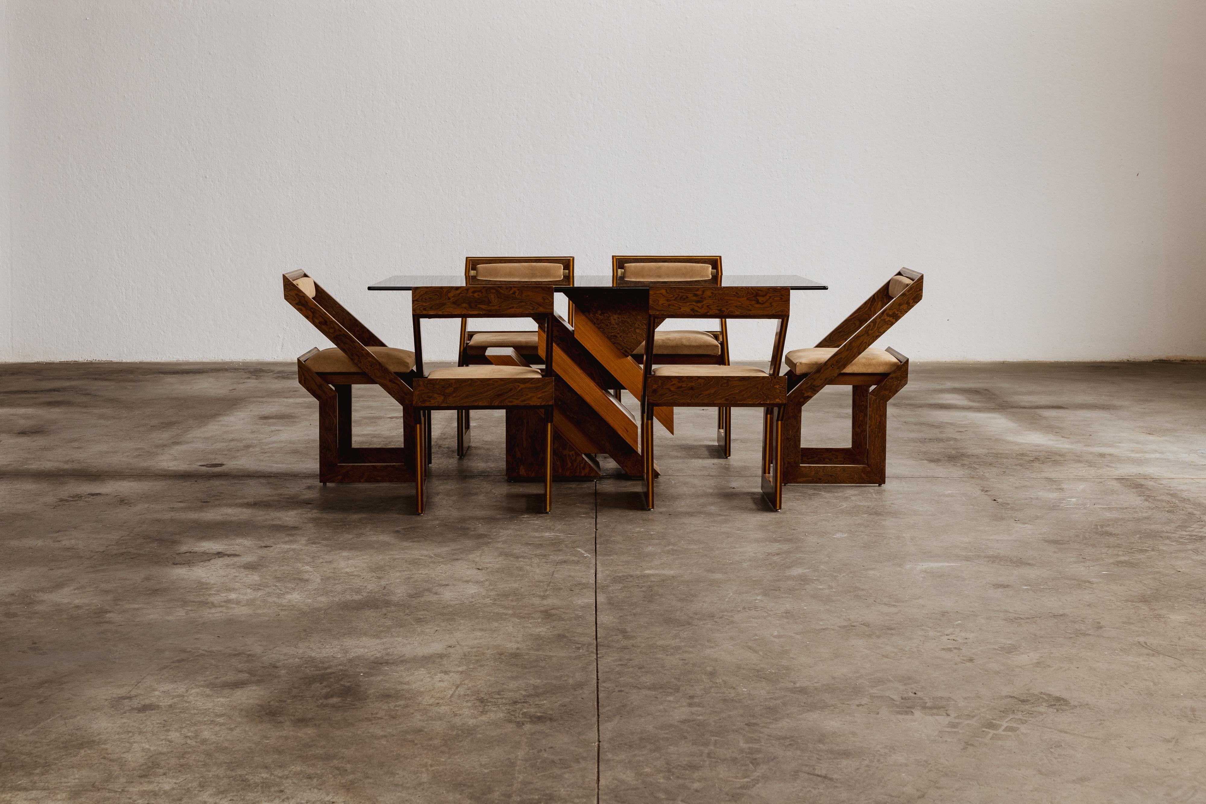 Set da pranzo scultoreo Romeo Rega, 1970, set di 7 persone In condizioni buone in vendita a Lonigo, Veneto