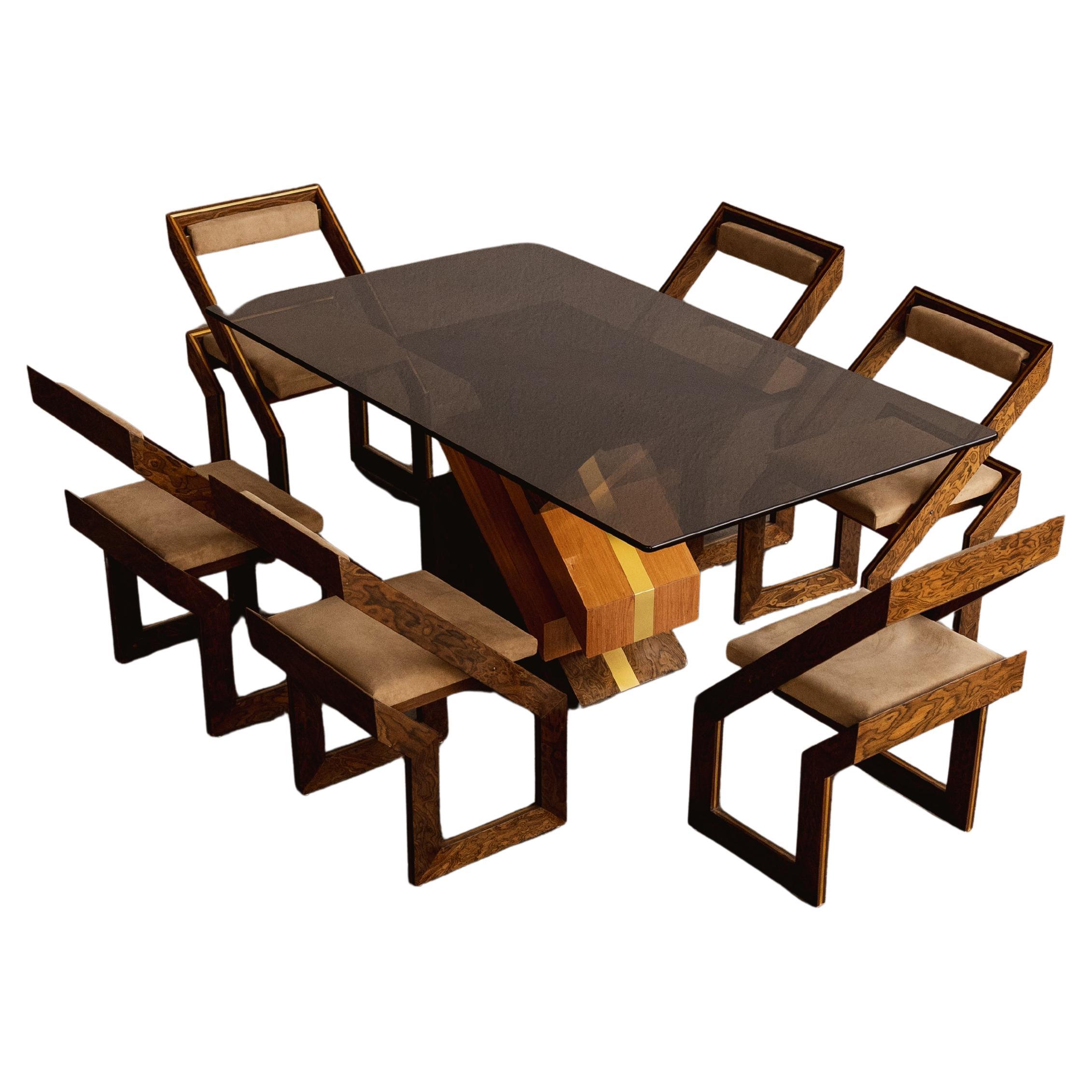 Set da pranzo scultoreo Romeo Rega, 1970, set di 7 persone in vendita