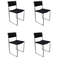 Romeo Rega, Set of 4 Chromed Midcentury Italian Chairs, 1970