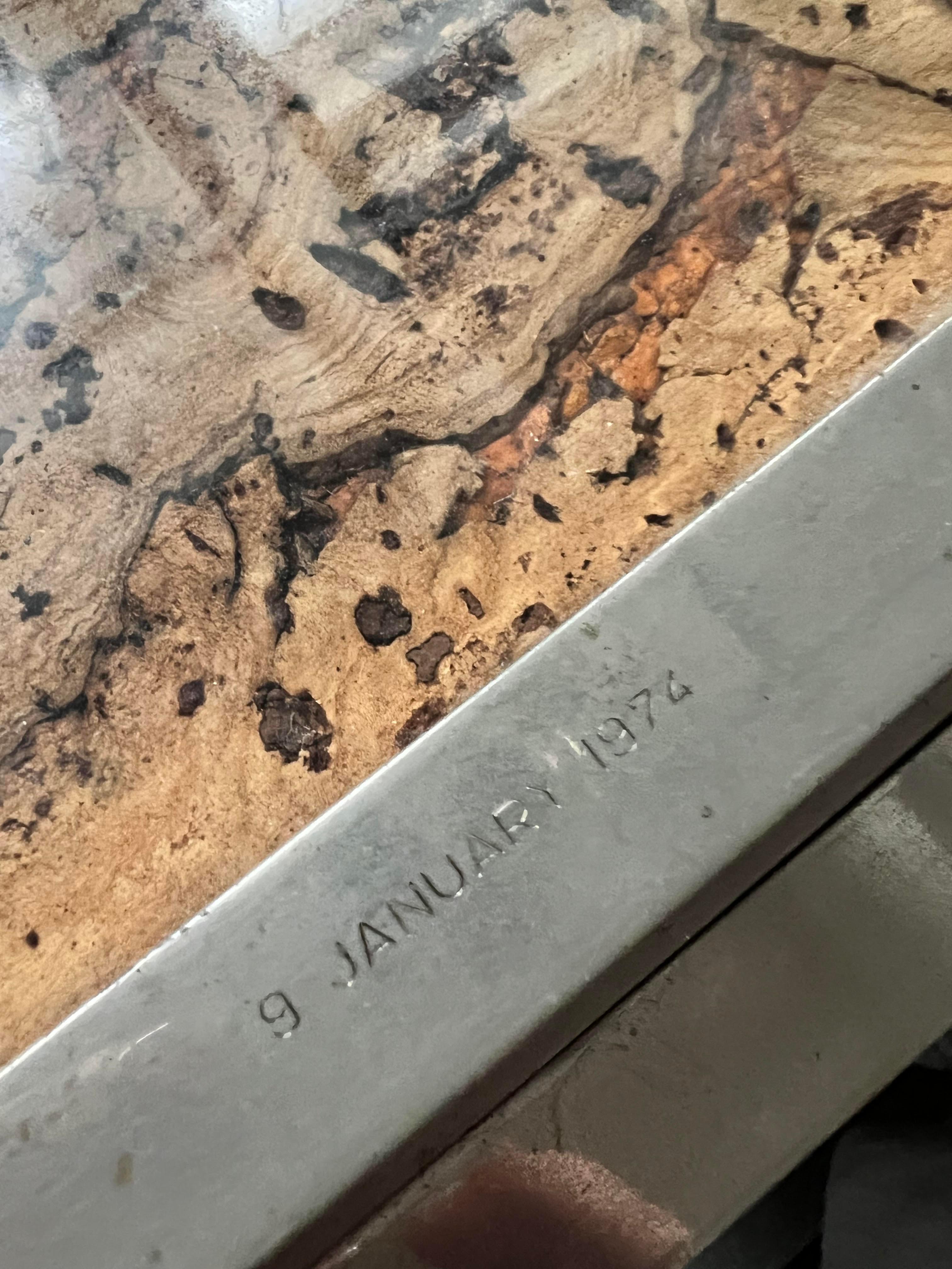 Romeo Rega set of 5 trays with metal and cork engraved signatures and dates in vendita 4