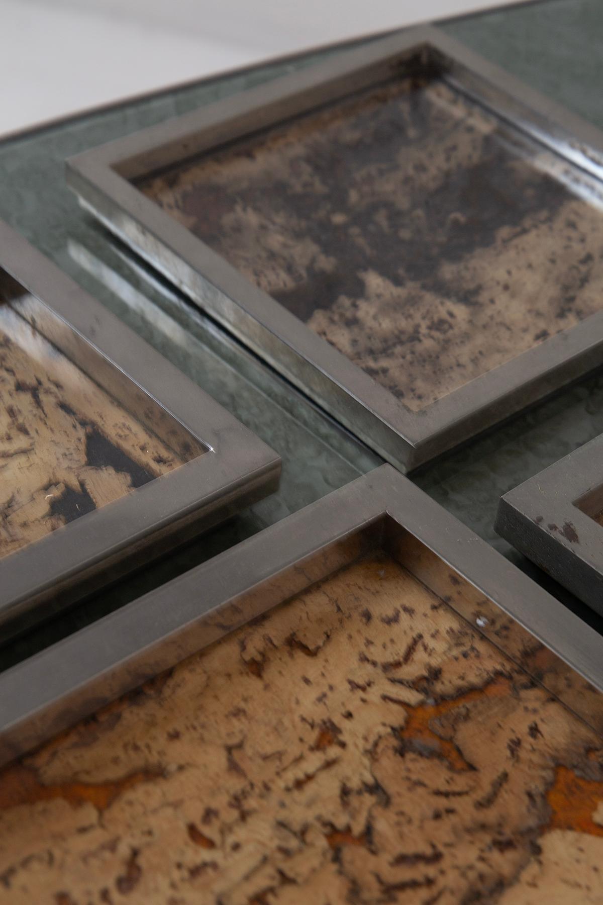 Italian Romeo Rega set of 5 trays with metal and cork engraved signatures and dates in vendita