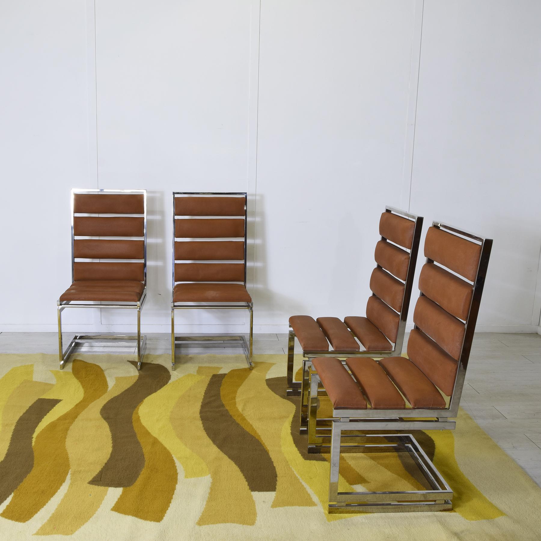 Mid-Century Modern Romeo Rega set de quatre chaises Doghe 1970 en vente