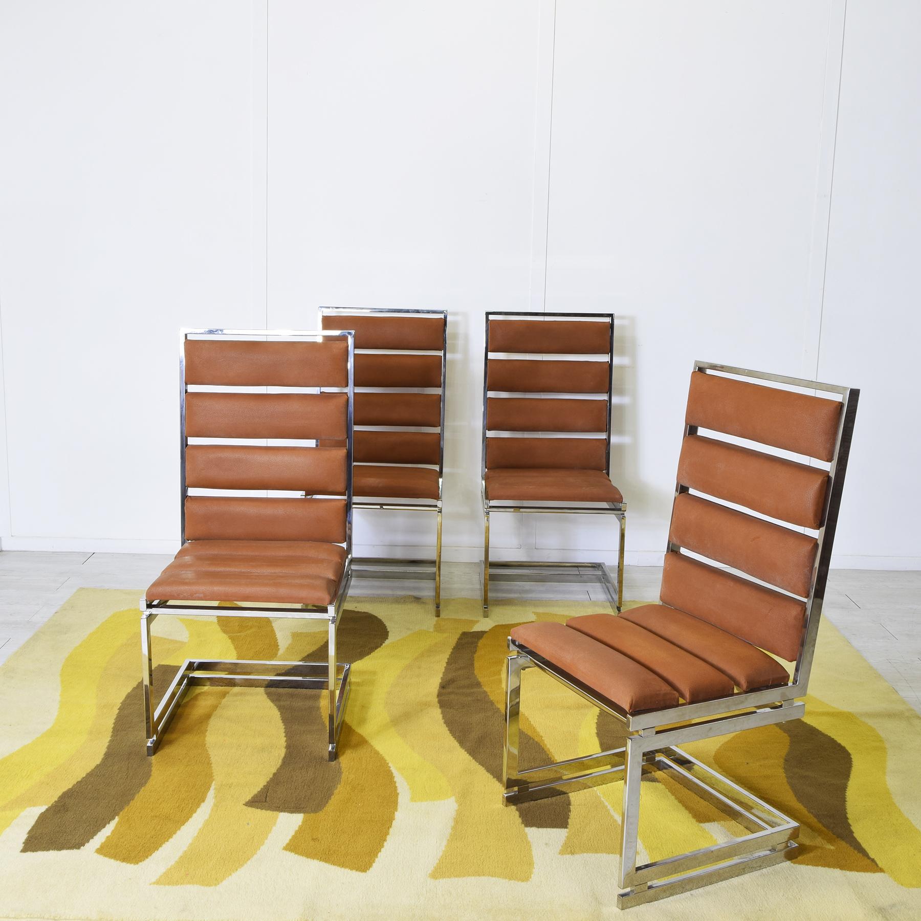 Romeo Rega set de quatre chaises Doghe 1970 en vente 1