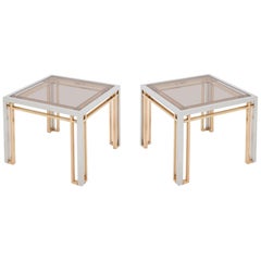 Romeo Rega Side Tables in Chrome, Brass and Glass