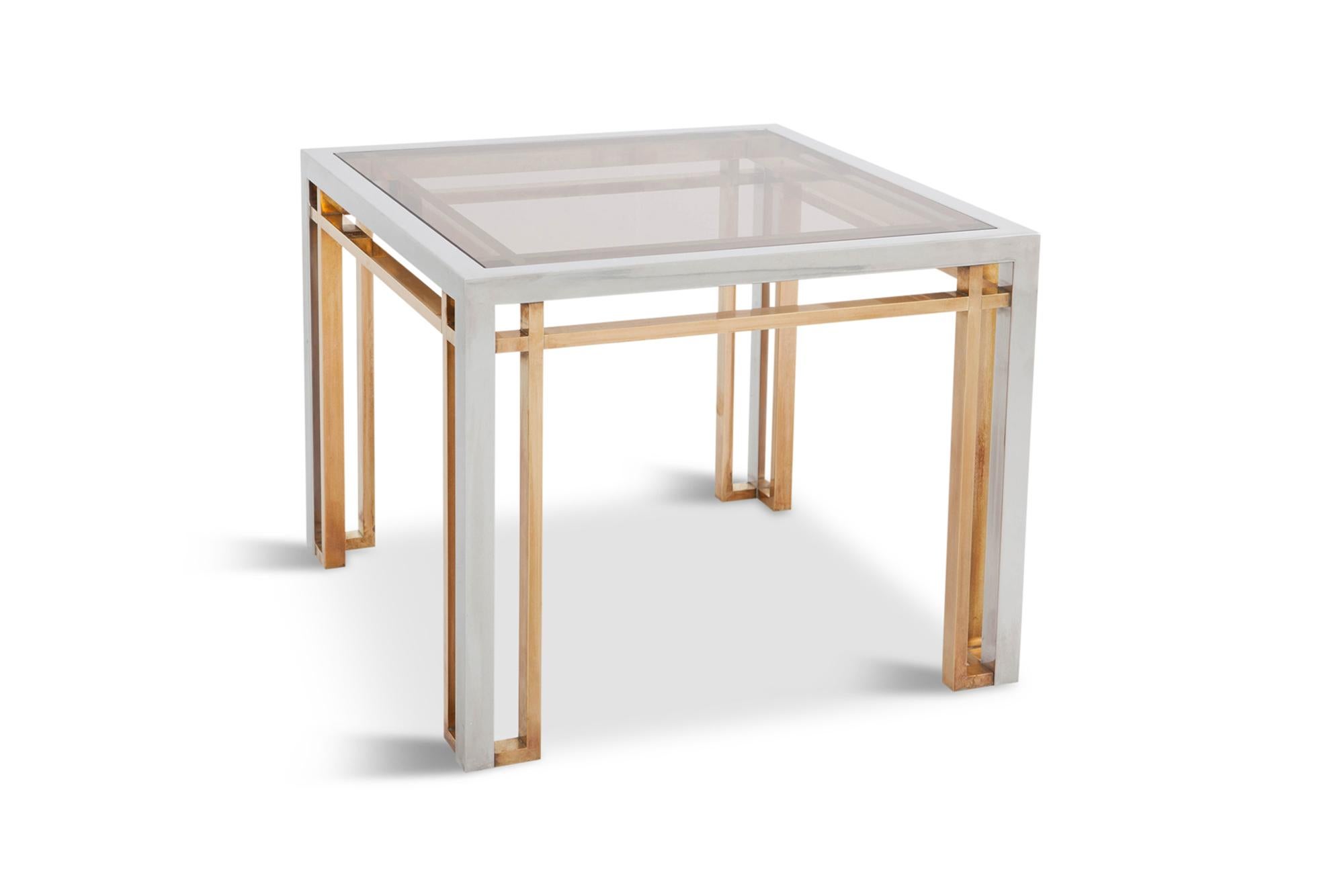 Hollywood Regency Romeo Rega Side Tables in Chrome, Brass and Glass