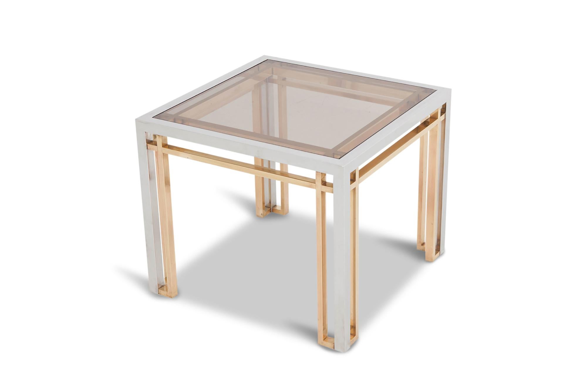 Romeo Rega Side Tables in Chrome, Brass and Glass In Excellent Condition For Sale In Antwerp, BE