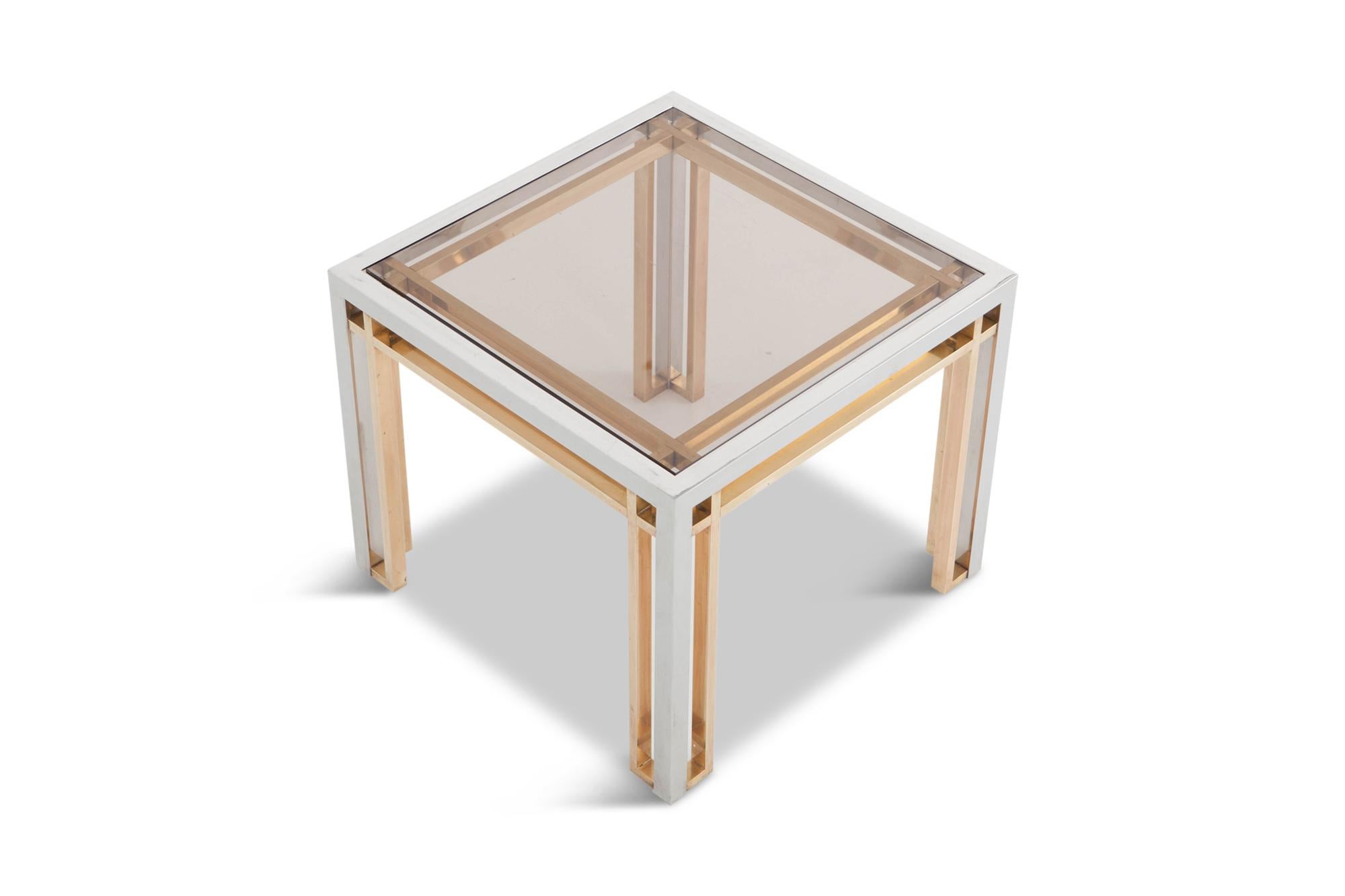 Romeo Rega Beistelltische aus Chrom, Messing und Glas (Ende des 20. Jahrhunderts) im Angebot