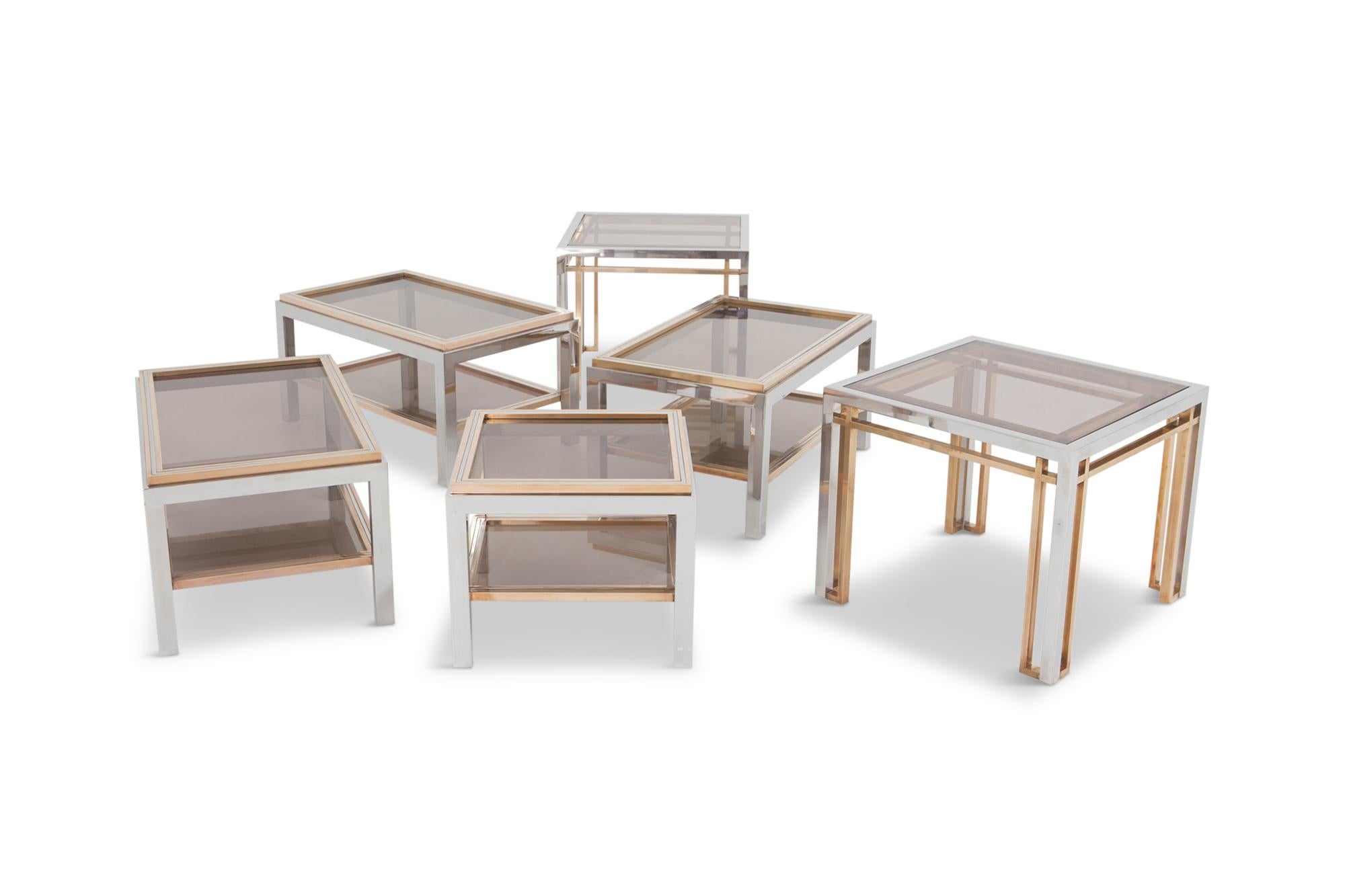 Romeo Rega Side Tables in Chrome, Brass and Glass 1