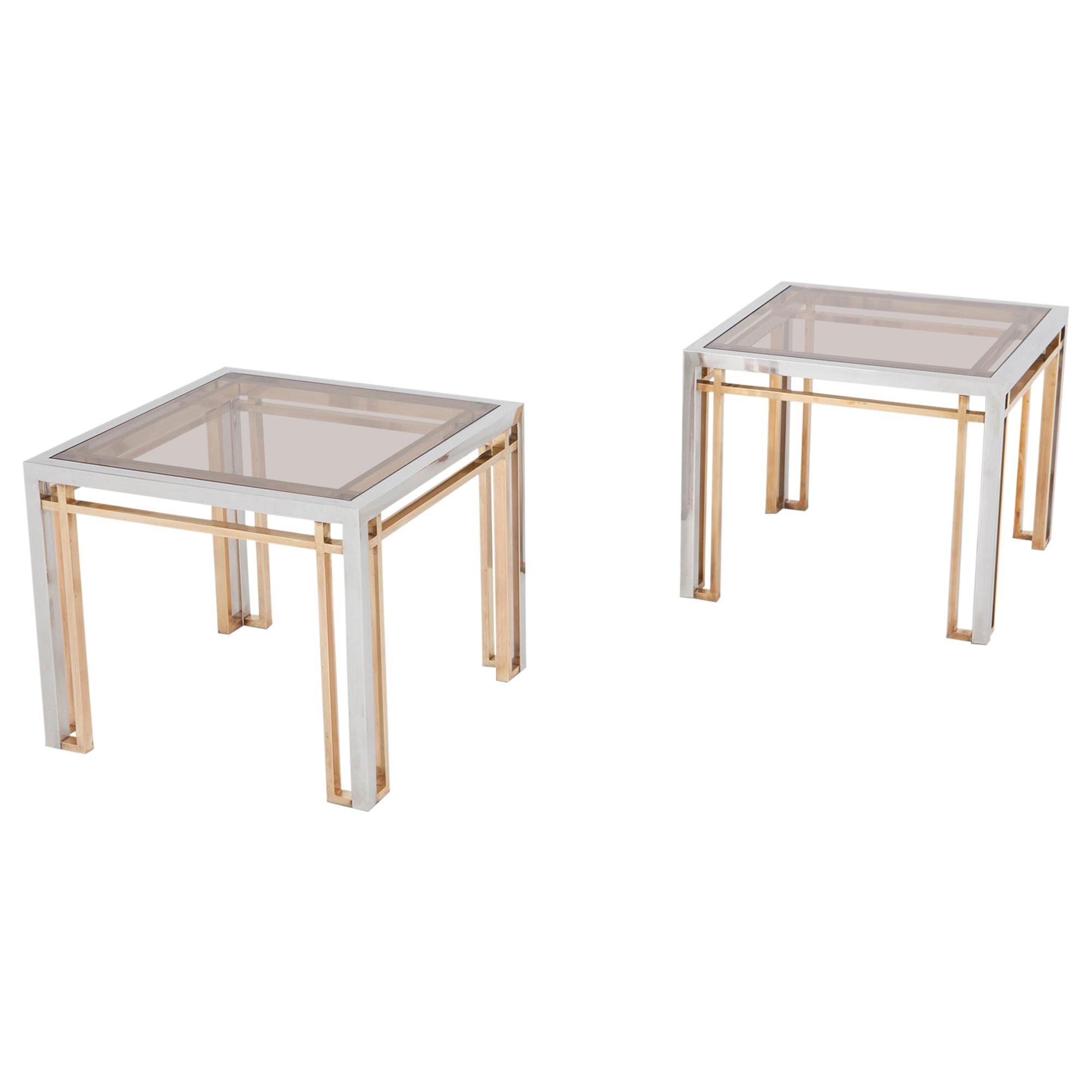 Romeo Rega Side Tables in Chrome, Brass and Glass