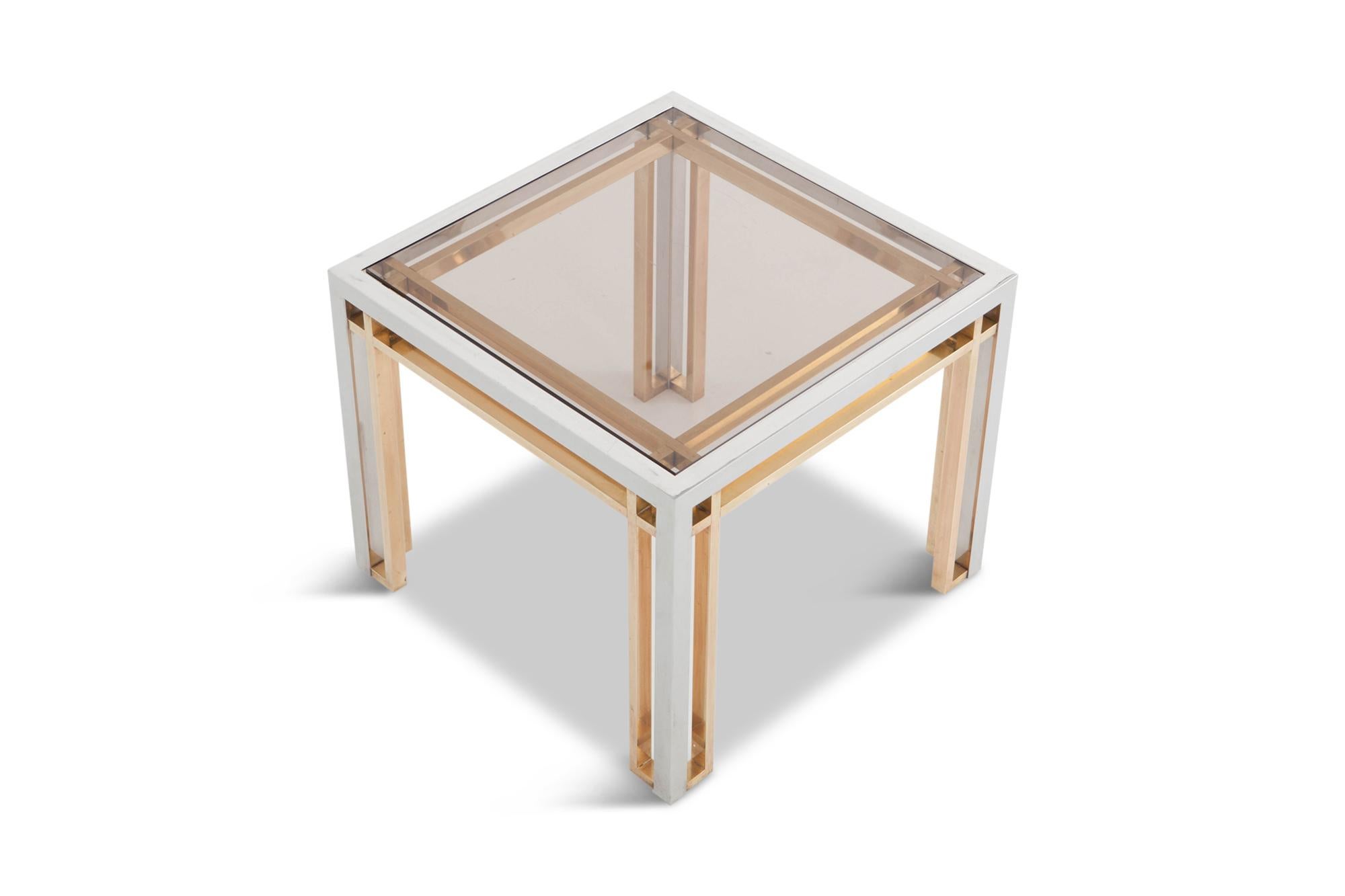 Romeo Rega Side Tables in Chrome, Brass and Glass, Set of 2 im Zustand „Gut“ in Antwerp, BE