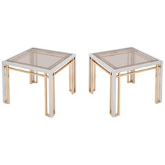 Romeo Rega Side Tables in Chrome, Brass and Glass, Set of 2