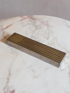 Romeo Rega Signierte Versilberte Messing-Dekorationsbox mit gestreiftem Deckel, 1960