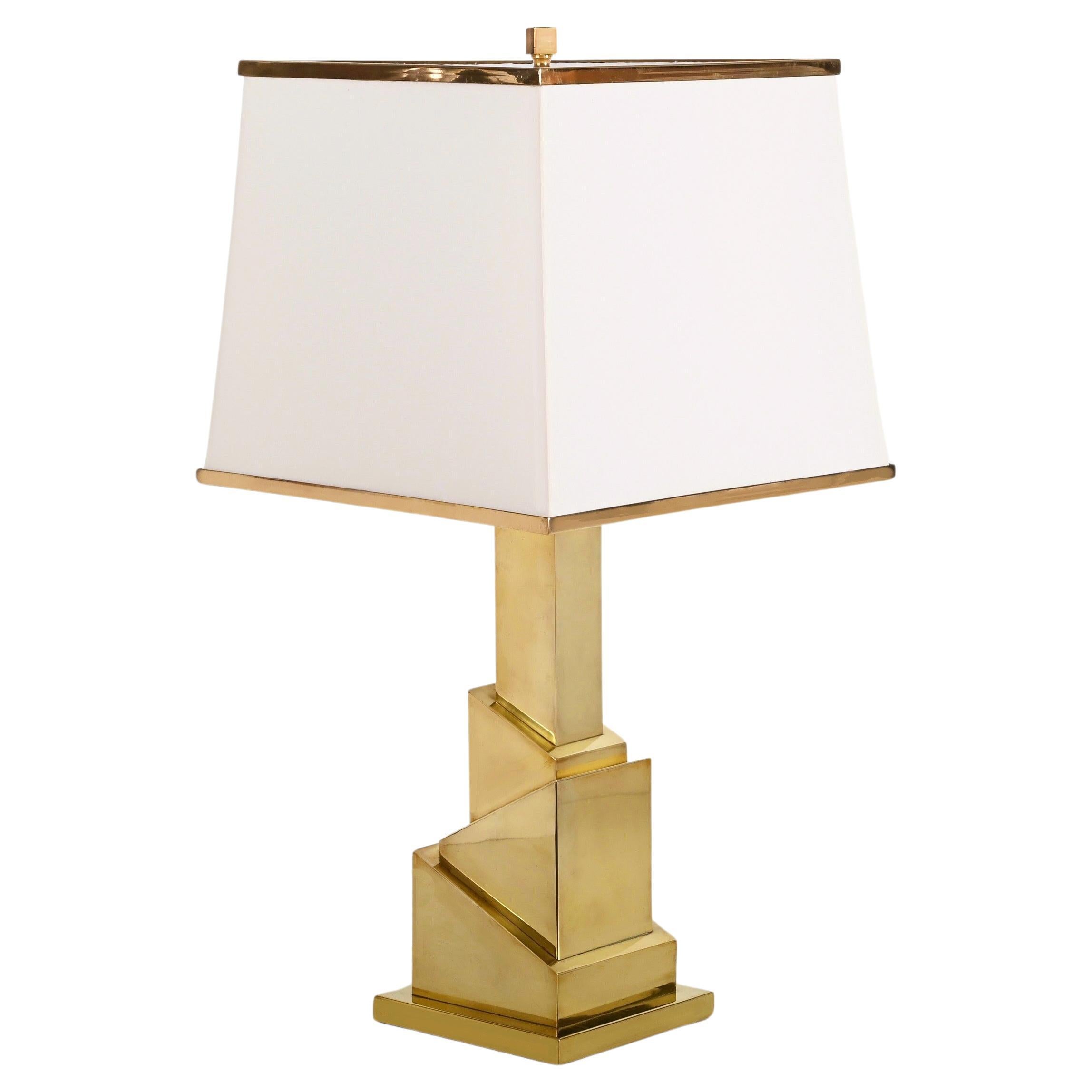 Romeo Rega "Skyscraper" Mid-Century Table Lamp in Brass, Italy 1970s For Sale