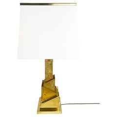Vintage Romeo Rega "Skyscraper" Mid-Century Table Lamp, Brass, Italy 70s Art Deco Vibe