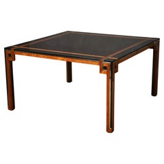 Romeo Rega Quadratischer Konferenztisch aus Briarholz und Chrom, 1970