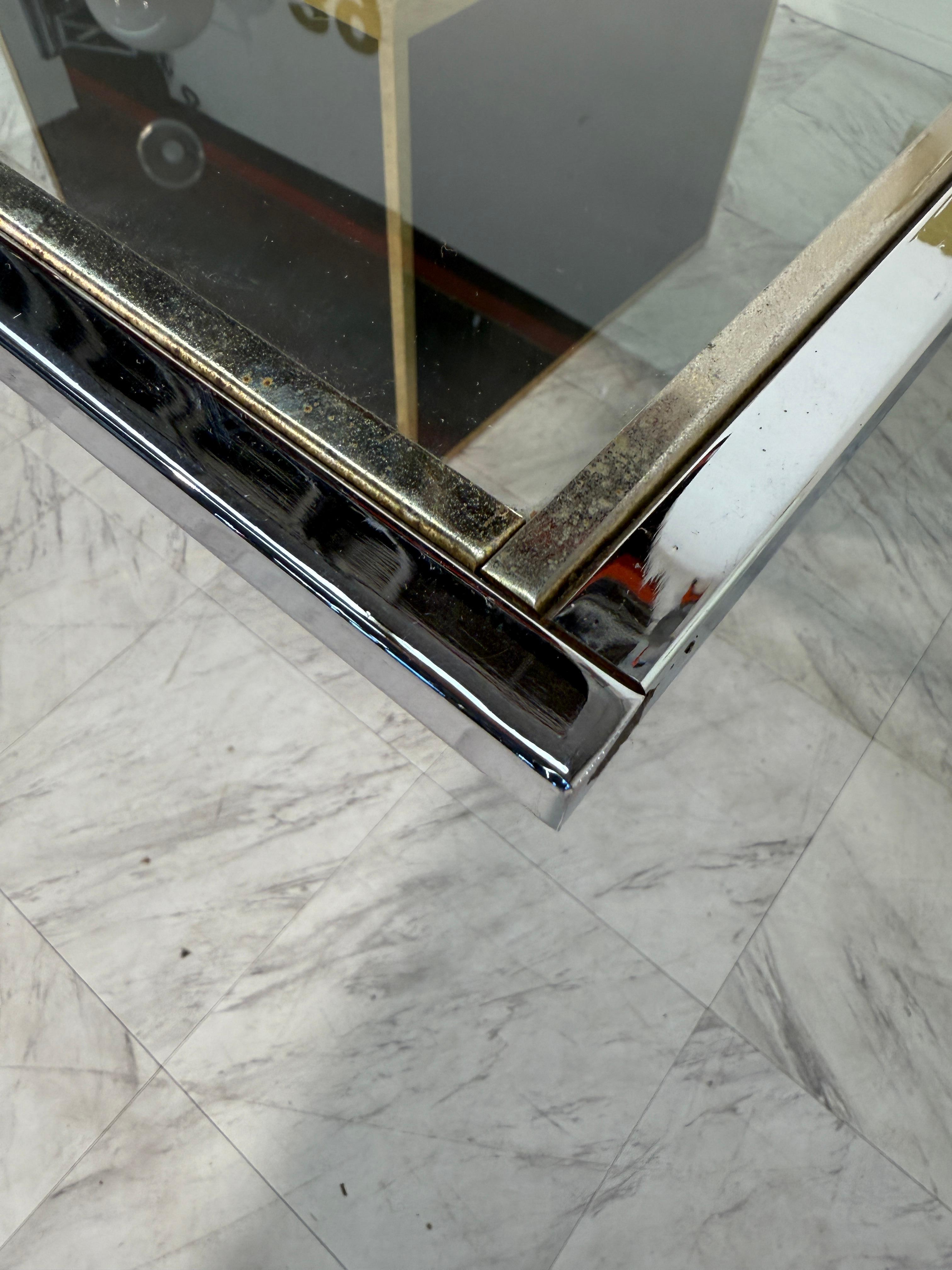 Romeo Rega Square Glass & Brass Dining Table, Italy, 1970s In Good Condition For Sale In Los Angeles, CA