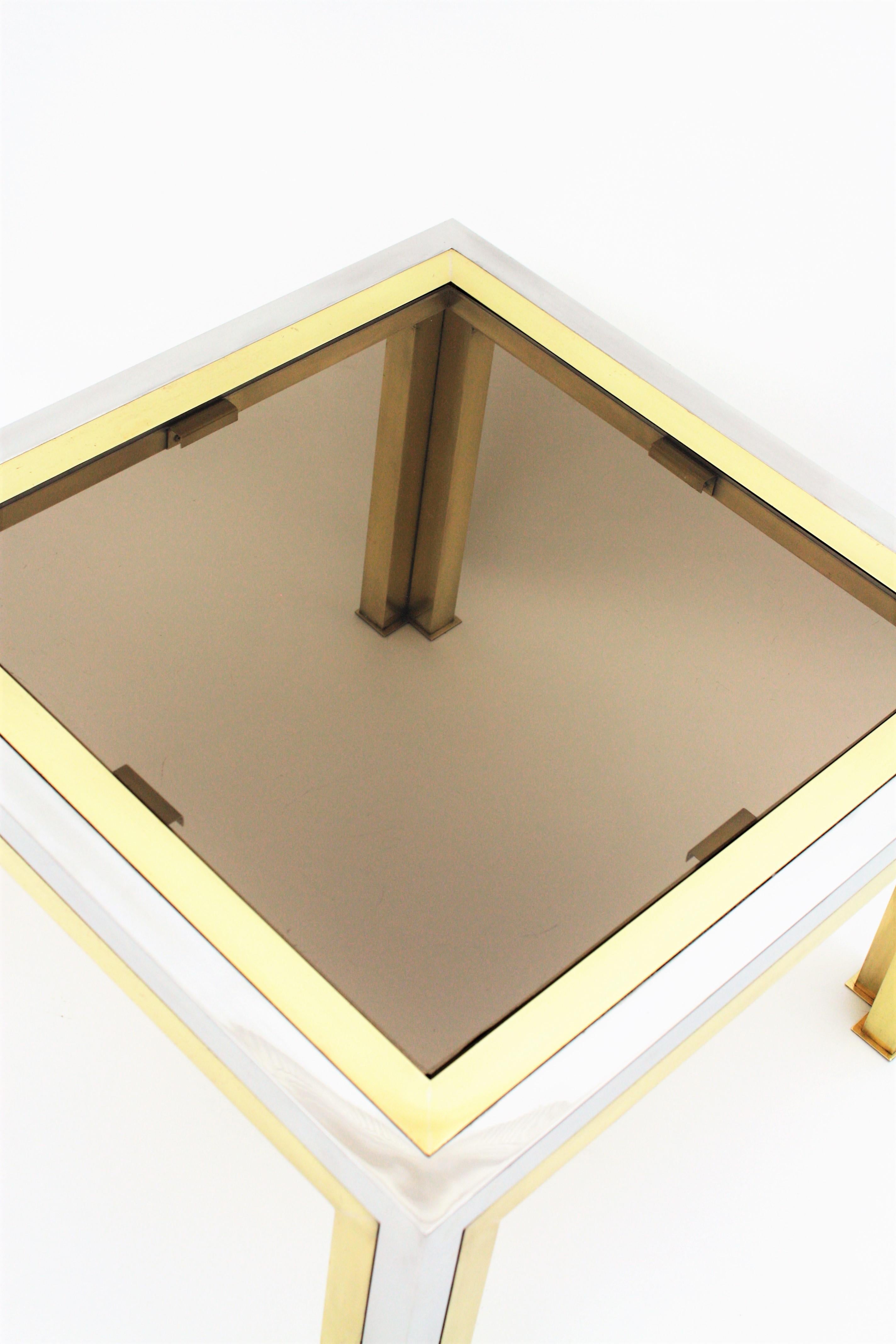 Romeo Rega Coffee Table in Brass, Chromed Steel and Glass 2