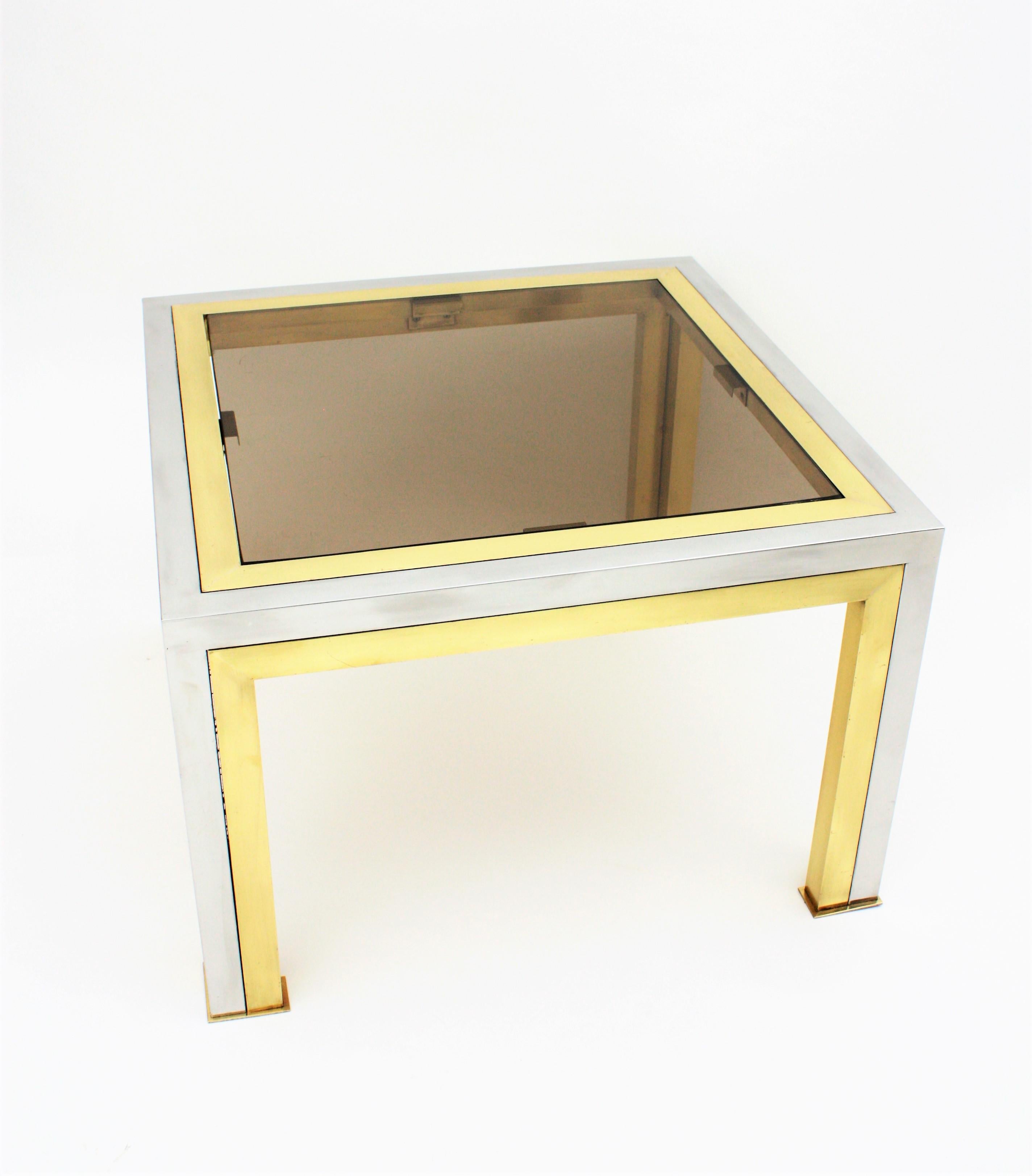 Romeo Rega Coffee Table in Brass, Chromed Steel and Glass 3
