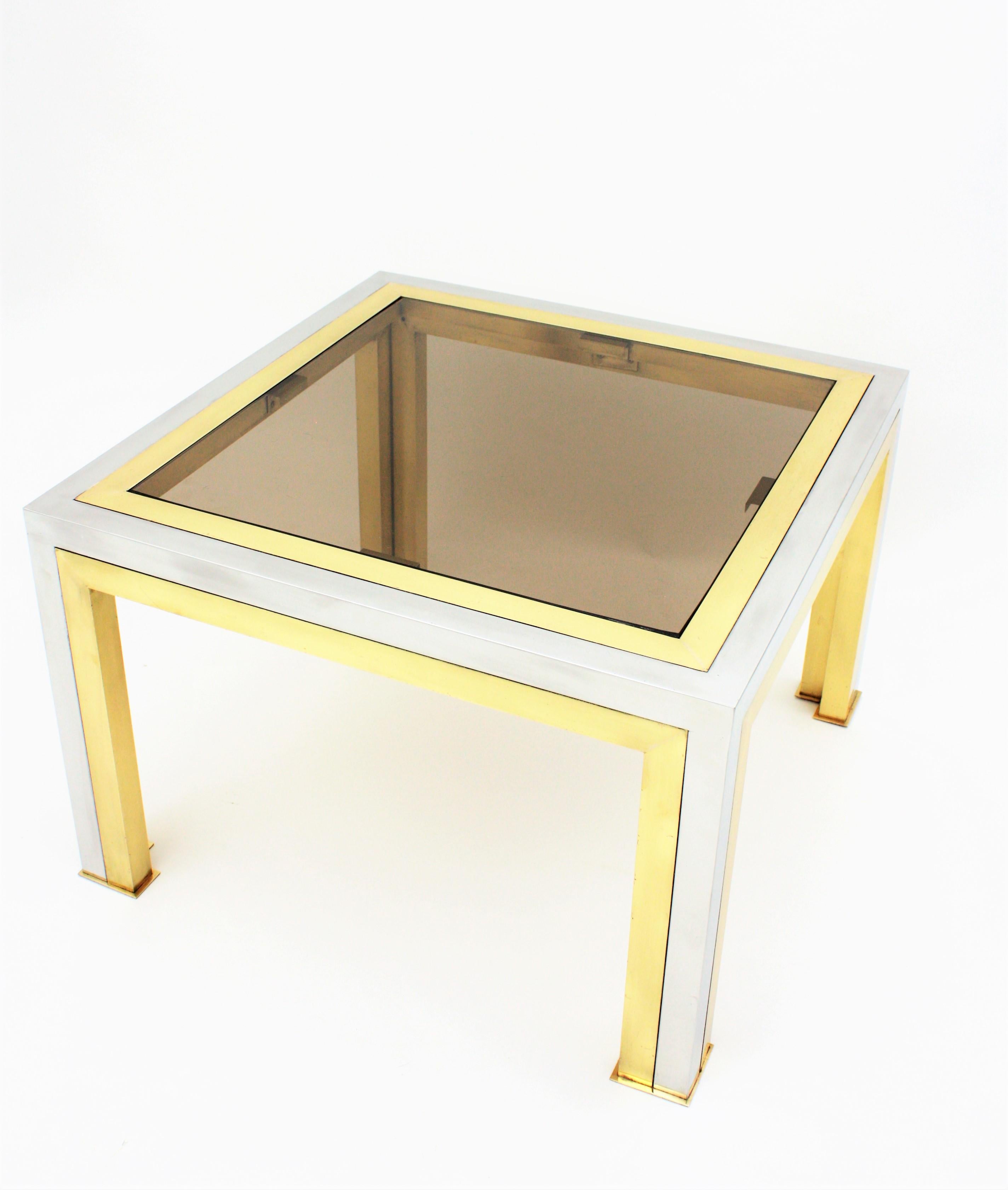 Romeo Rega Coffee Table in Brass, Chromed Steel and Glass 4