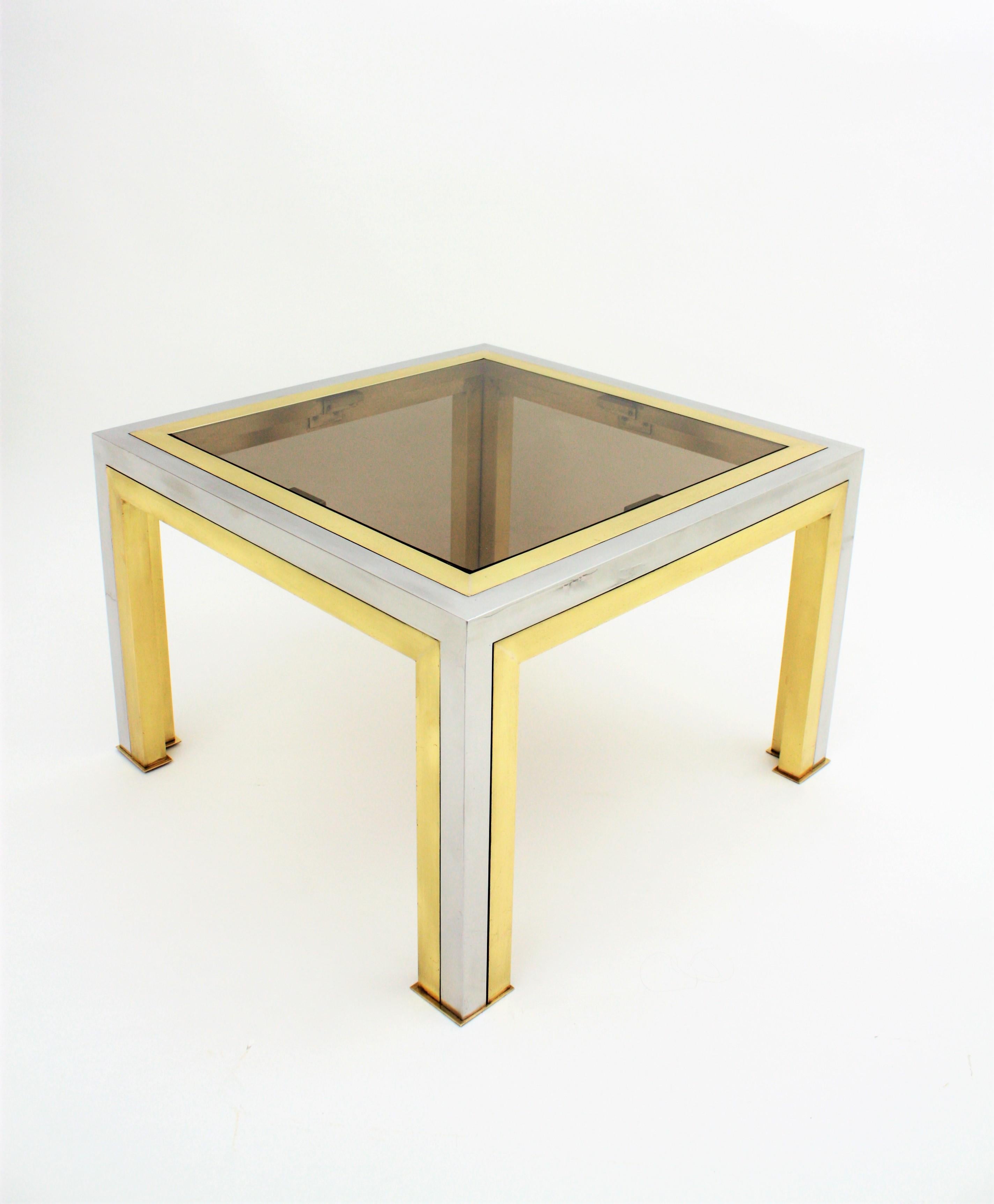 Romeo Rega Coffee Table in Brass, Chromed Steel and Glass 5