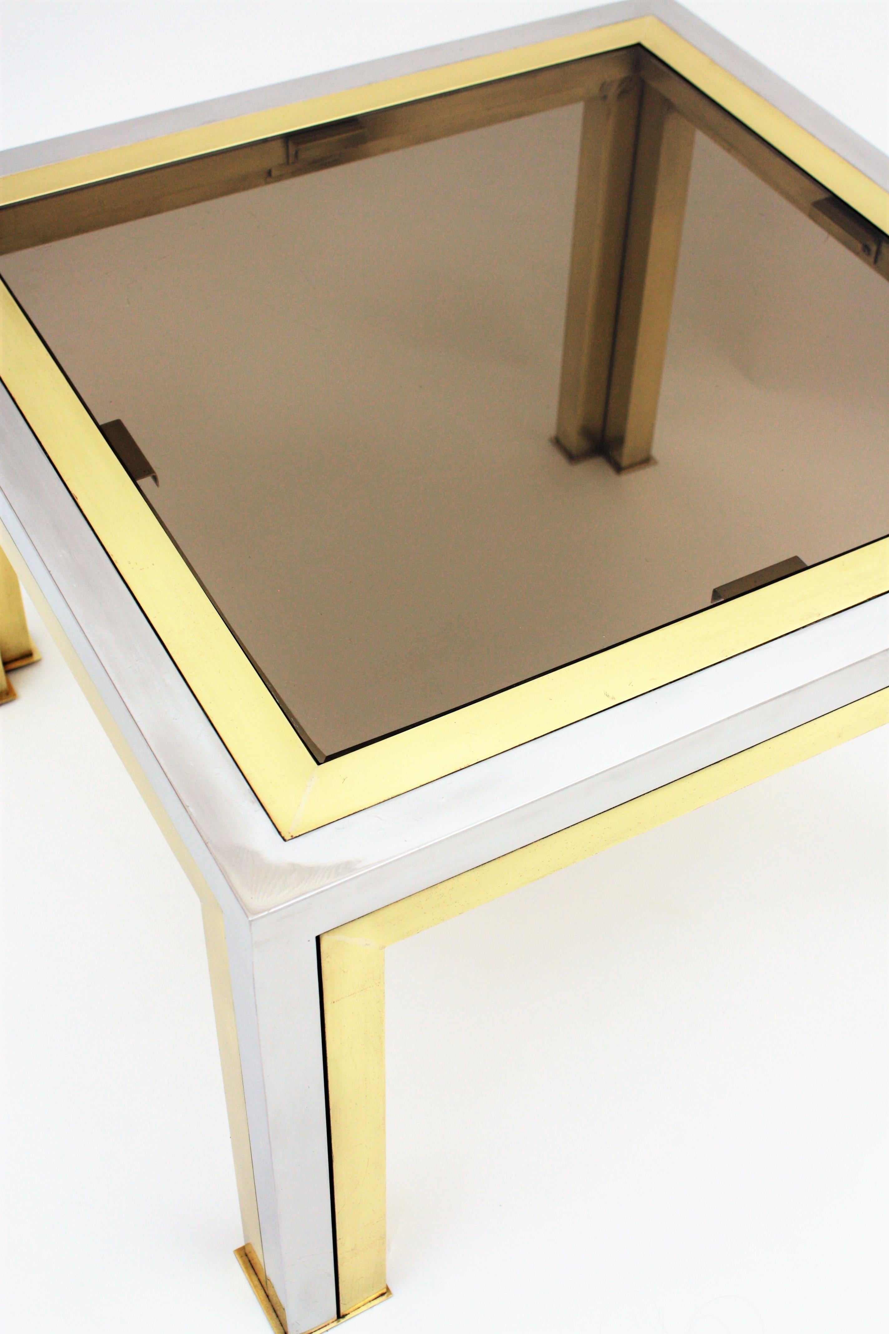 Romeo Rega Coffee Table in Brass, Chromed Steel and Glass 6