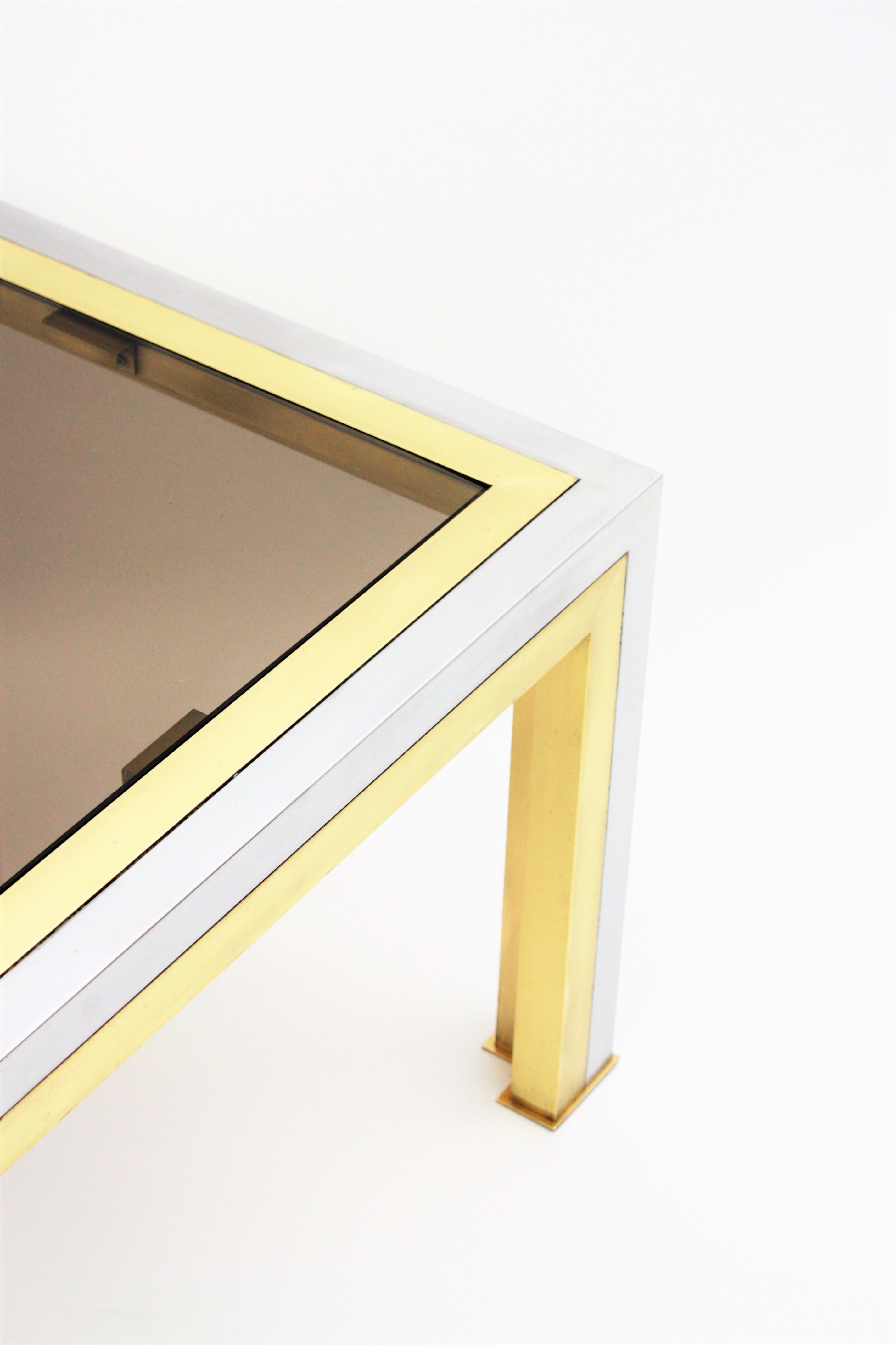 Romeo Rega Coffee Table in Brass, Chromed Steel and Glass 7