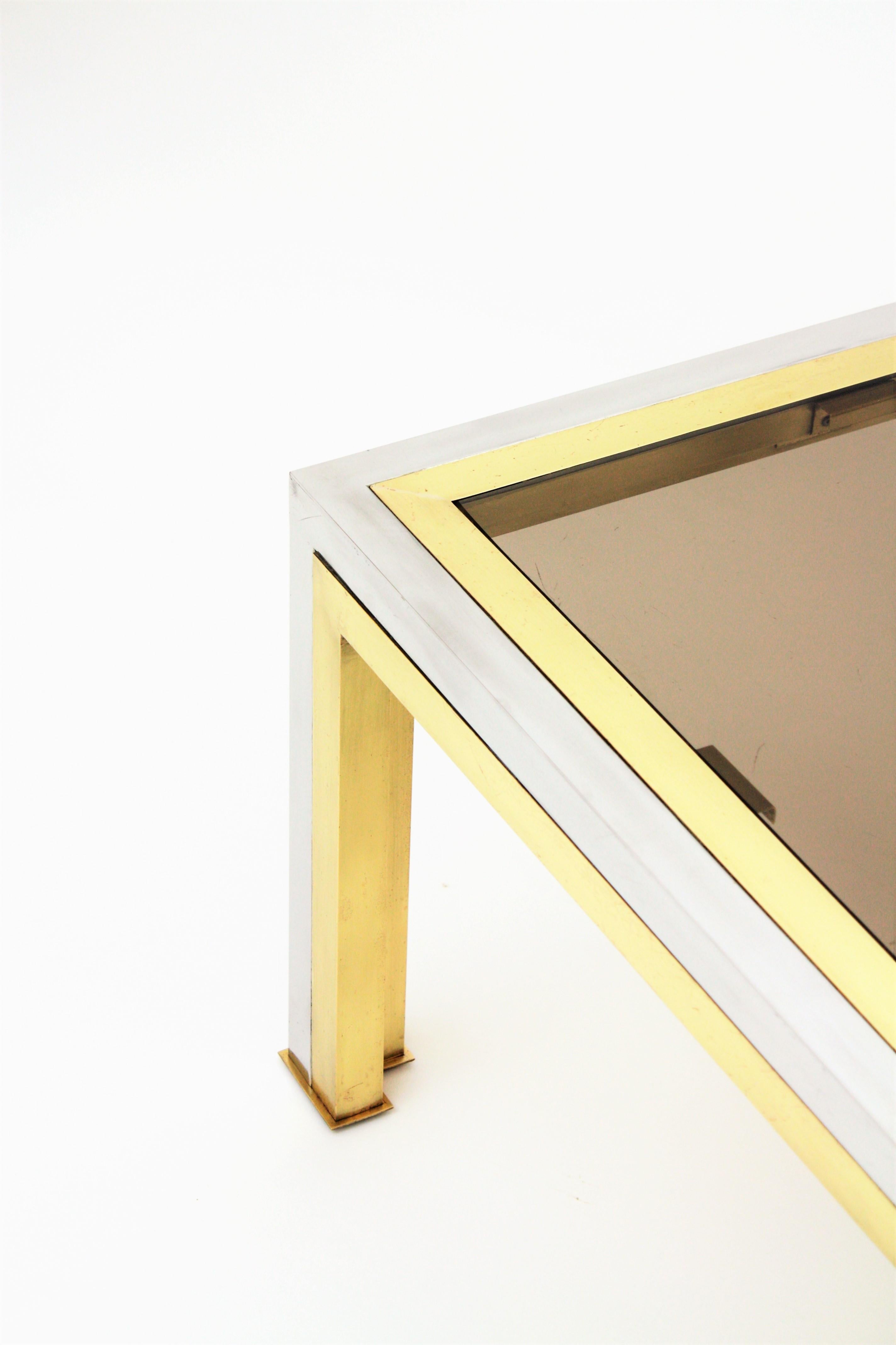 Romeo Rega Coffee Table in Brass, Chromed Steel and Glass 8