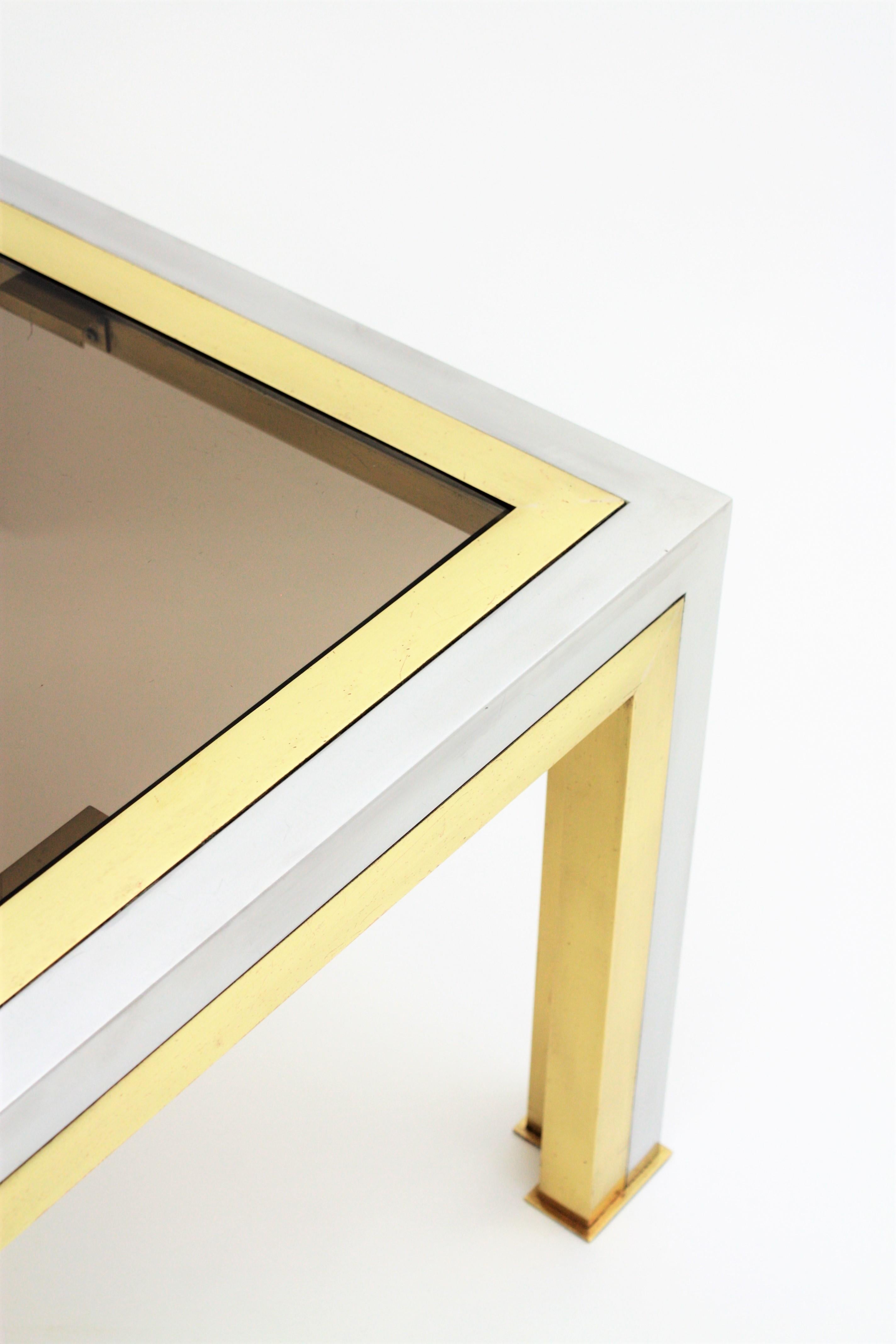 Romeo Rega Coffee Table in Brass, Chromed Steel and Glass 9