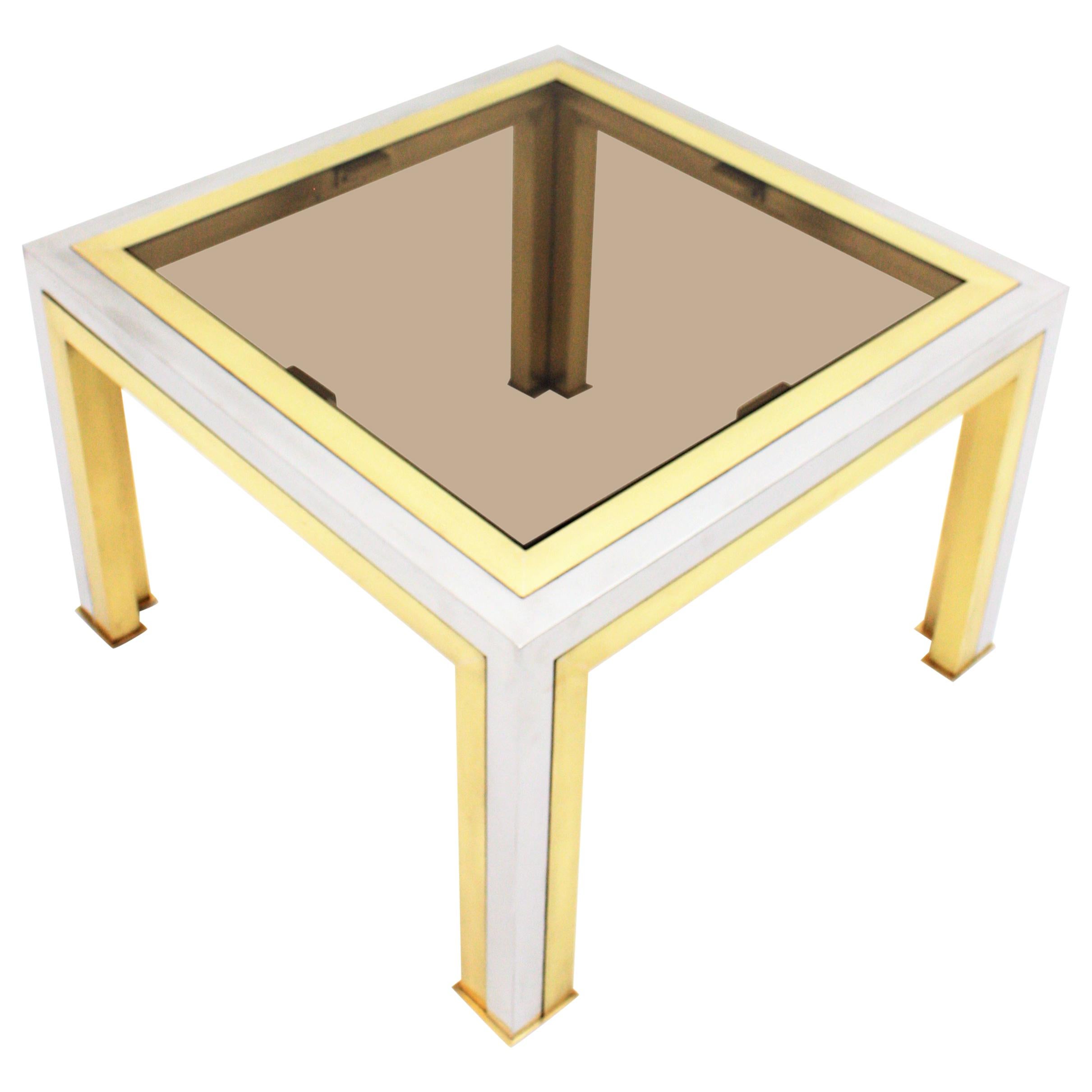 Romeo Rega Coffee Table in Brass, Chromed Steel and Glass In Good Condition In Barcelona, ES