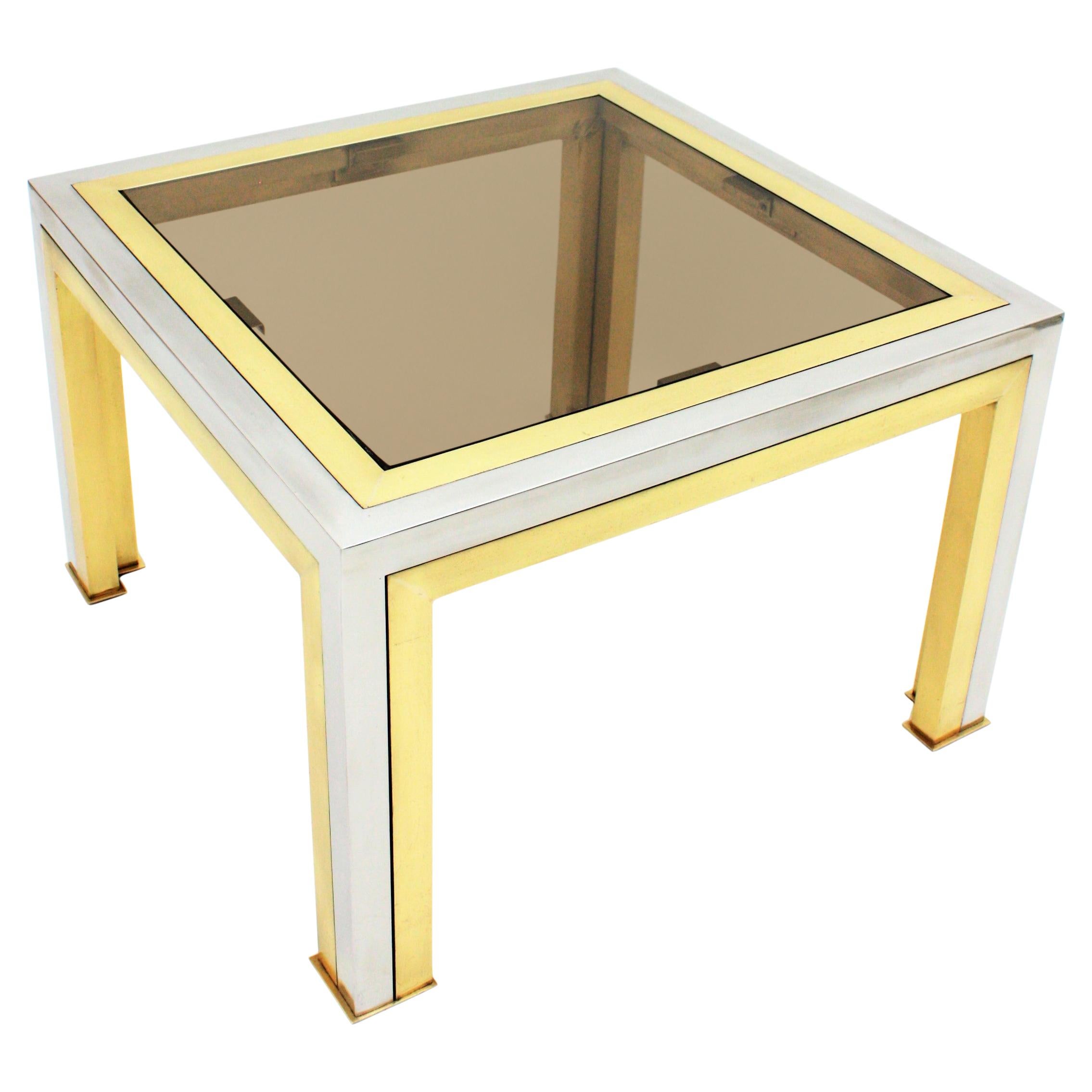 Romeo Rega Coffee Table in Brass, Chromed Steel and Glass