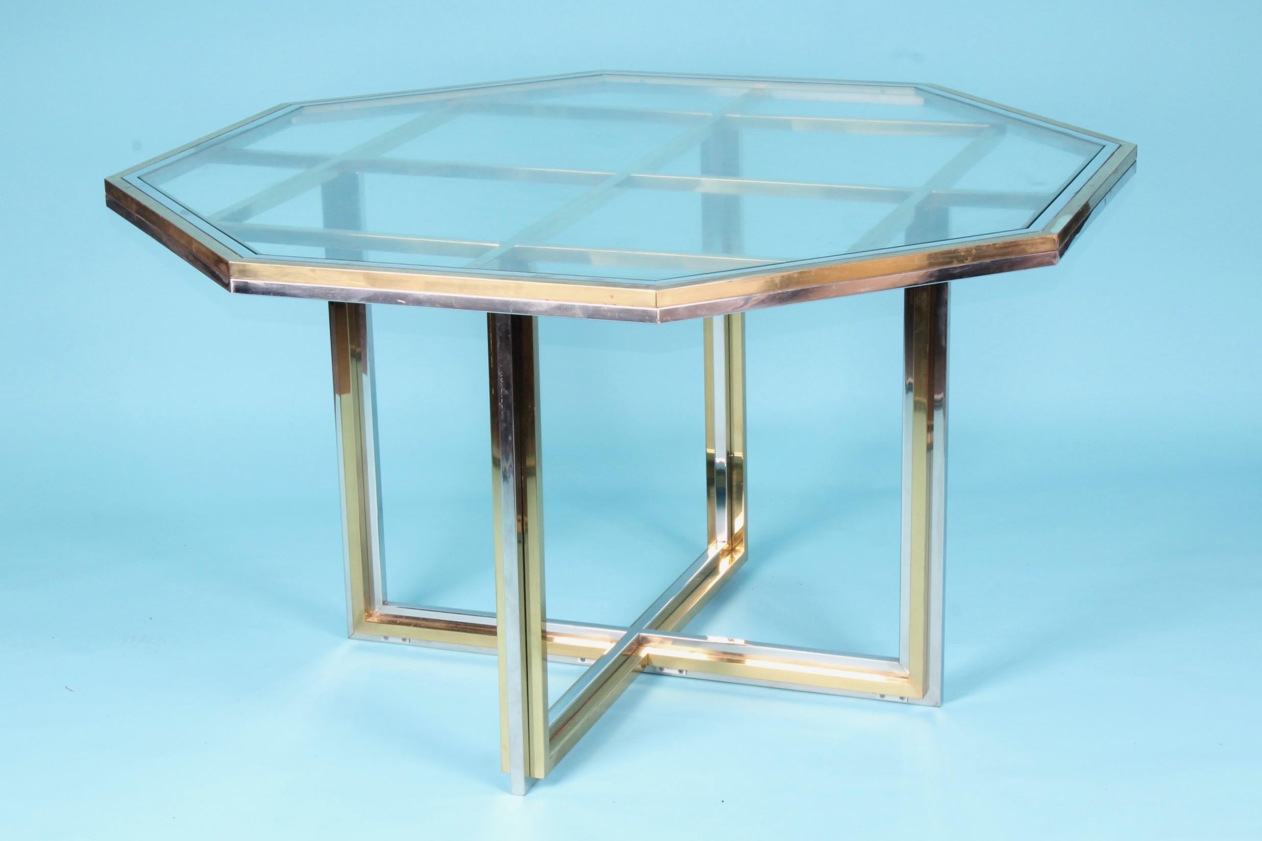 Romeo Rega style bicolor metal dining table.