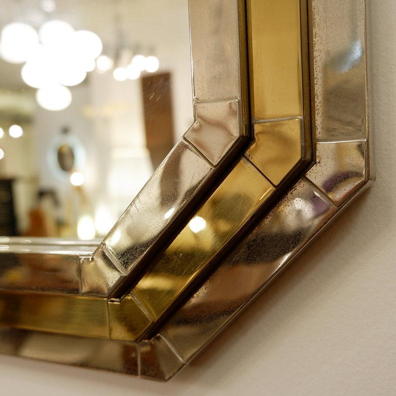 Late 20th Century Romeo Rega style chrome and brass mirror - 1970s For Sale