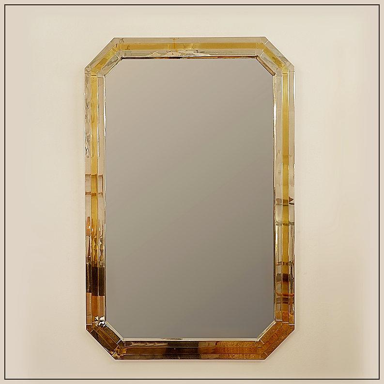 Romeo Rega style chrome and brass mirror - 1970s For Sale 1