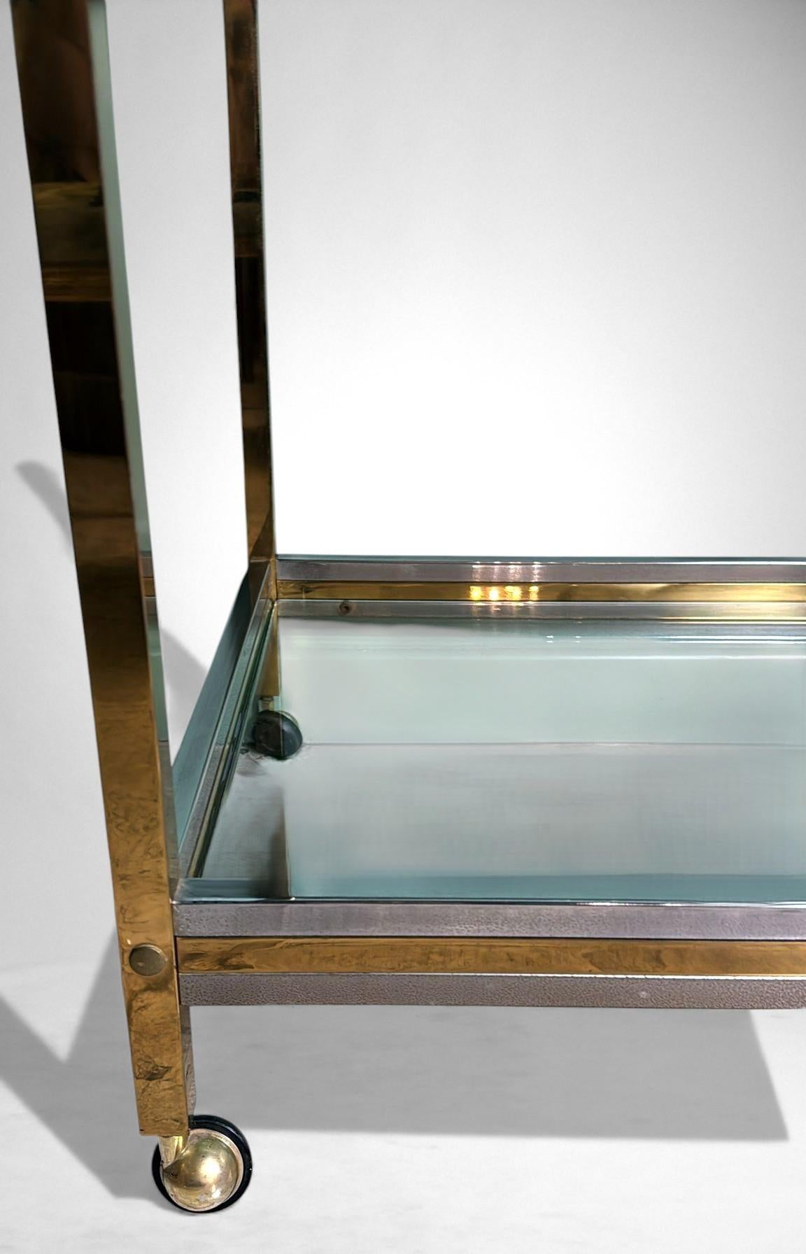 Romeo Rega - Carrello da bar in ottone e acciaio in stile italiano in vendita 4