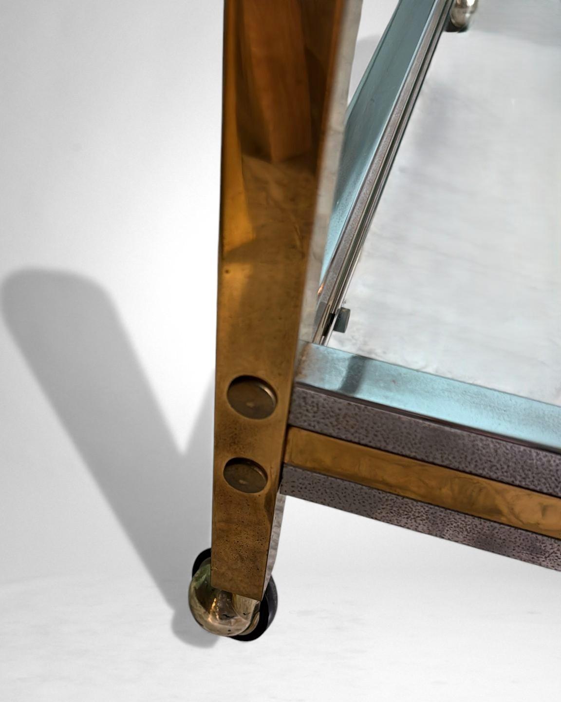 Romeo Rega - Carrello da bar in ottone e acciaio in stile italiano in vendita 5