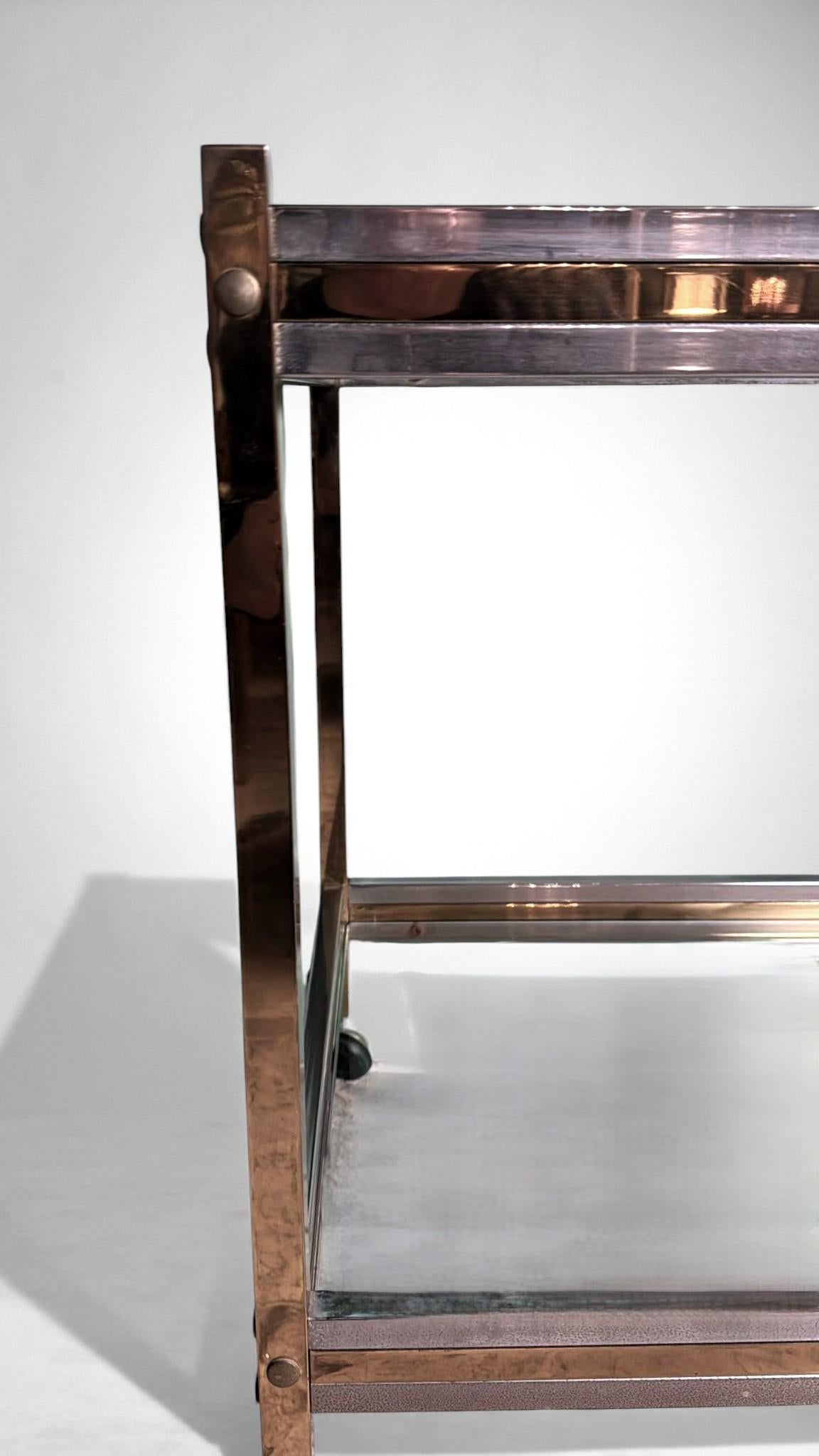 Romeo Rega - Carrello da bar in ottone e acciaio in stile italiano in vendita 6