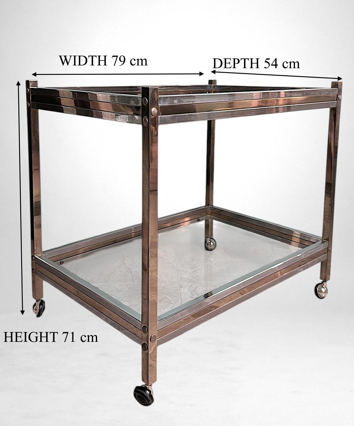 Romeo Rega - Carrello da bar in ottone e acciaio in stile italiano in vendita 9