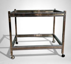 Romeo Rega Style Italian Brass And Steel Bar Cart