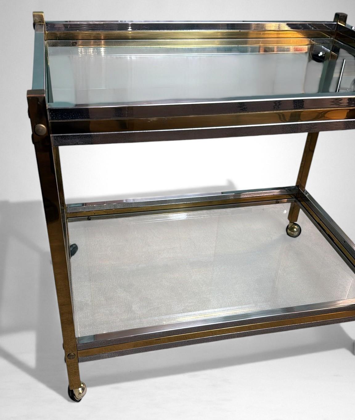 Ottone Romeo Rega - Carrello da bar in ottone e acciaio in stile italiano in vendita