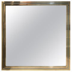 Romeo Rega Style Italian Mirror with Chrome and Brass Frame, 1970s