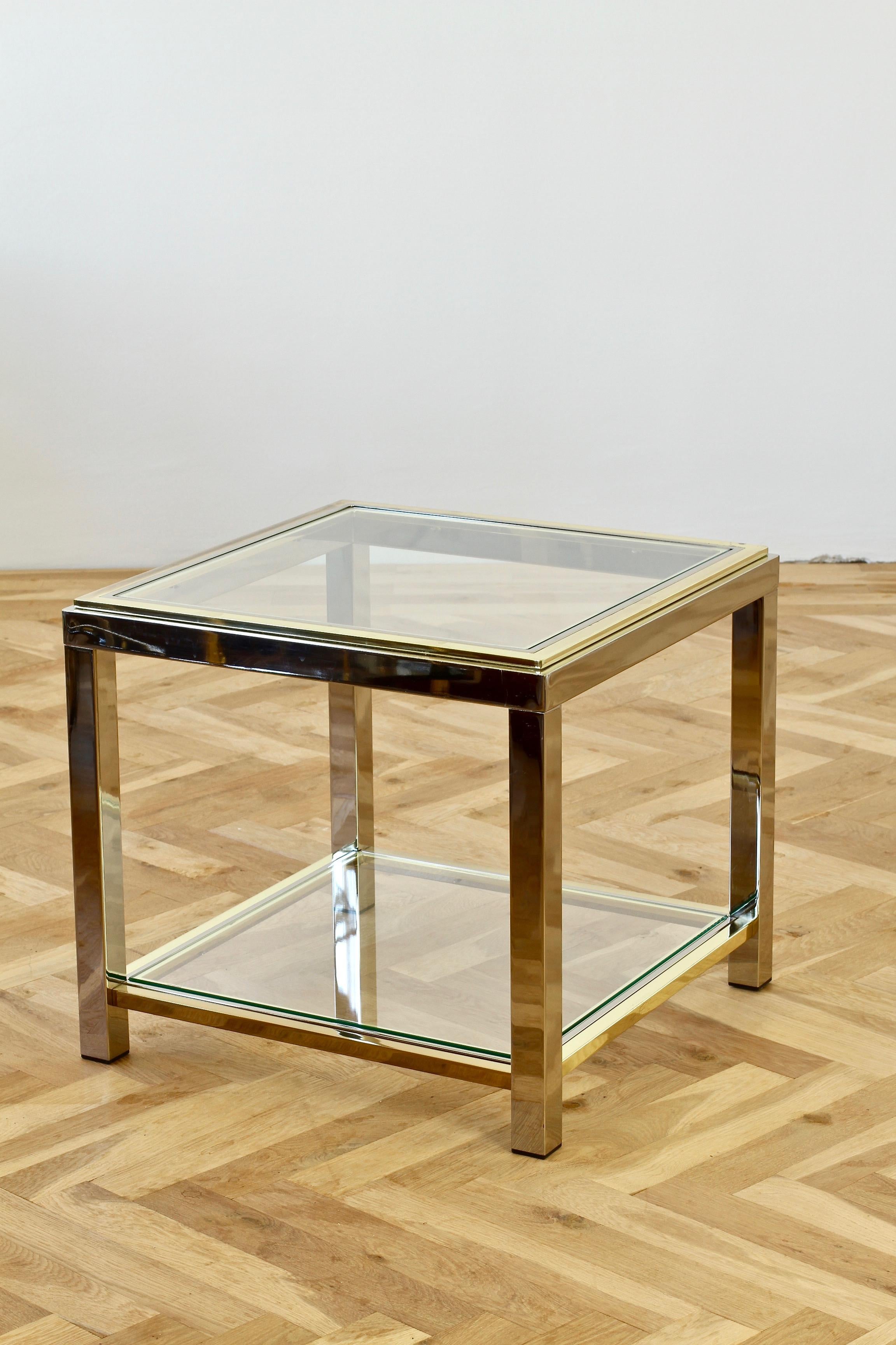 Plated Romeo Rega Style Mid-Century Brass and Chrome Bicolor Side Table, circa 1970s