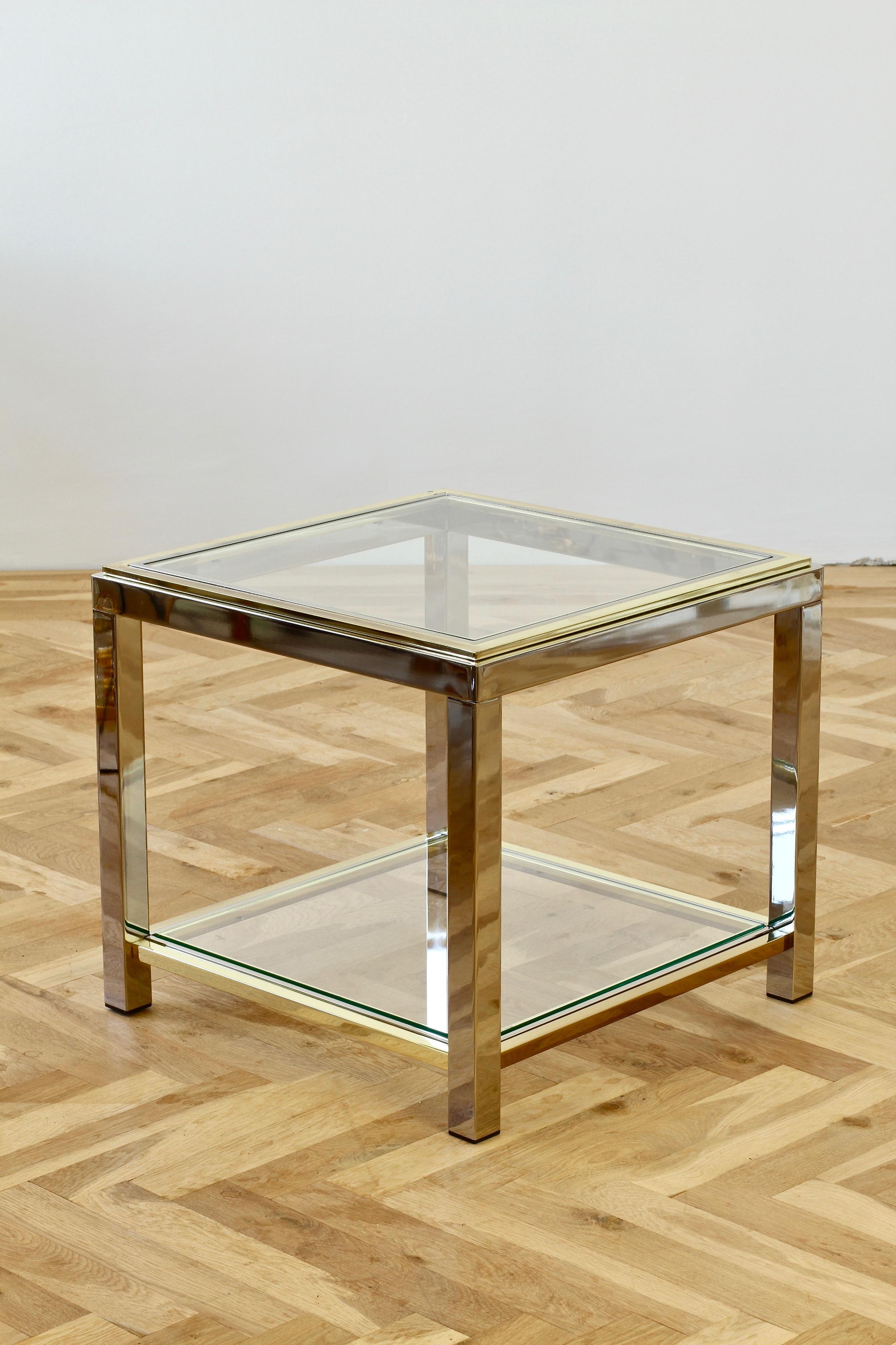 Romeo Rega Style Mid-Century Brass and Chrome Bicolor Side Table, circa 1970s In Good Condition In Landau an der Isar, Bayern