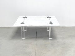Romeo Rega style white and black marble coffee table