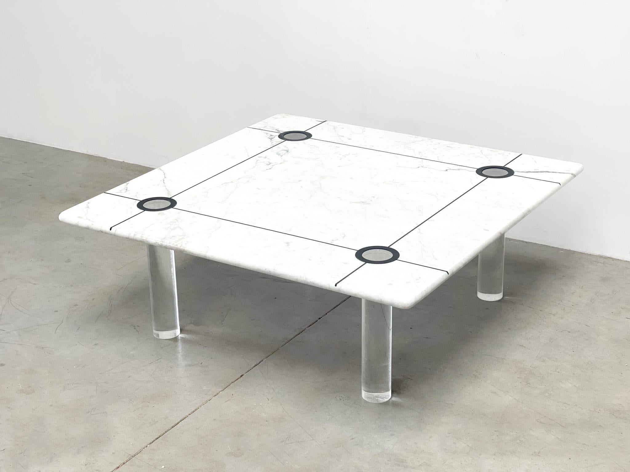 Romeo Rega style white and black marble coffee table For Sale 1