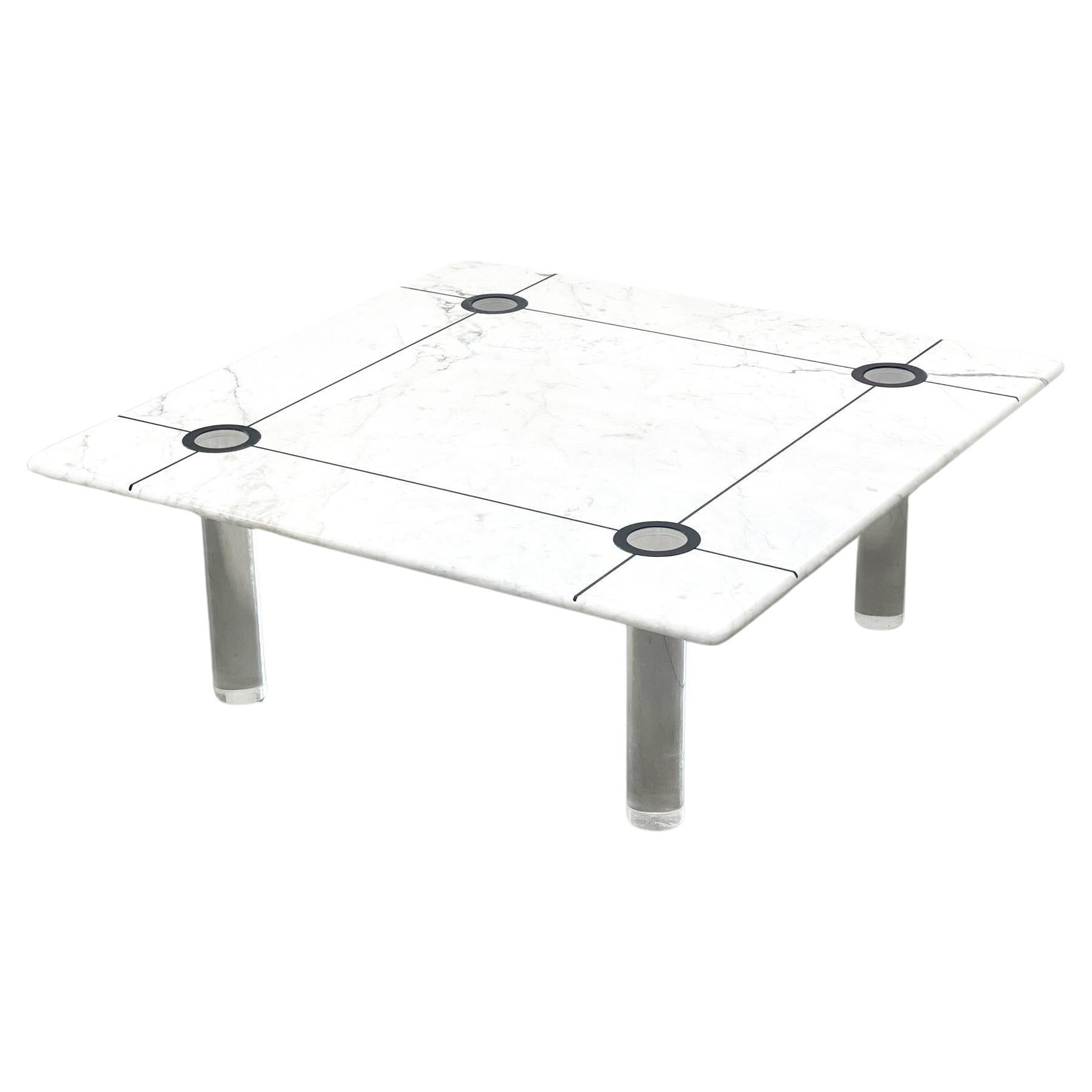 Romeo Rega style white and black marble coffee table For Sale