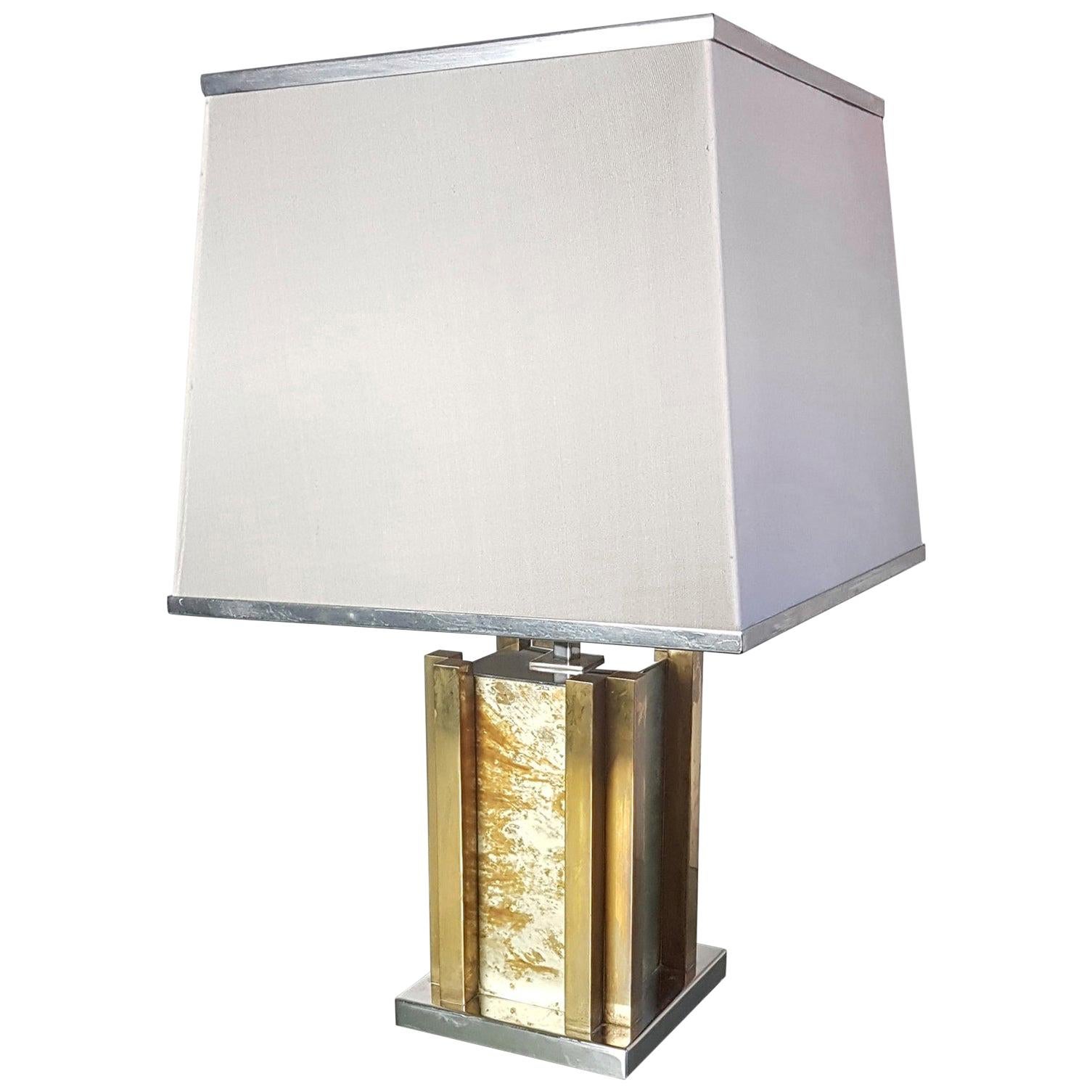 Romeo Rega Table Lamp in Brass and Chrome, Made in Italy