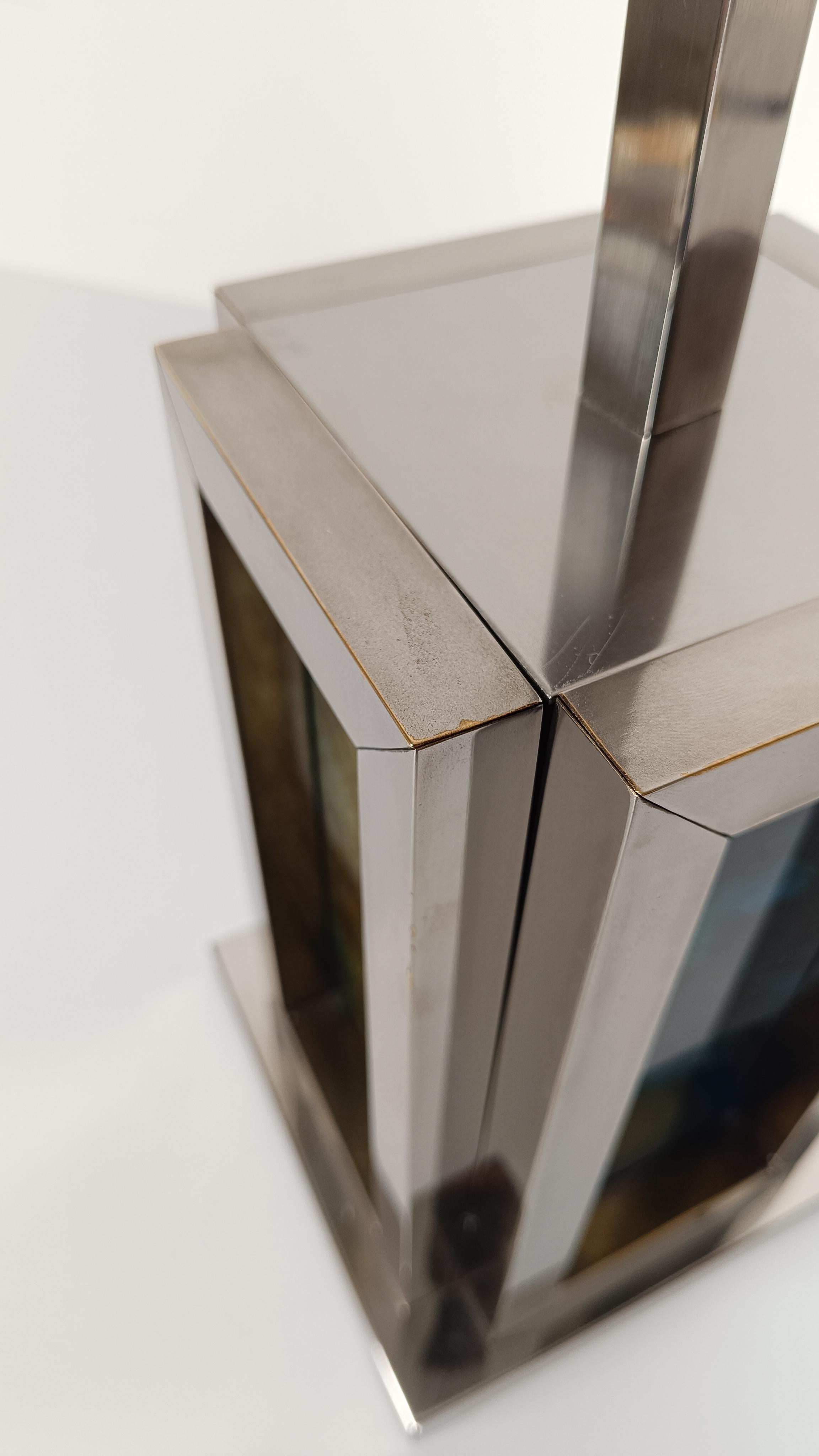 Romeo Rega Table Lamp in Chrome and Lucite Faux Marble Lucite, Italy 1970s For Sale 5
