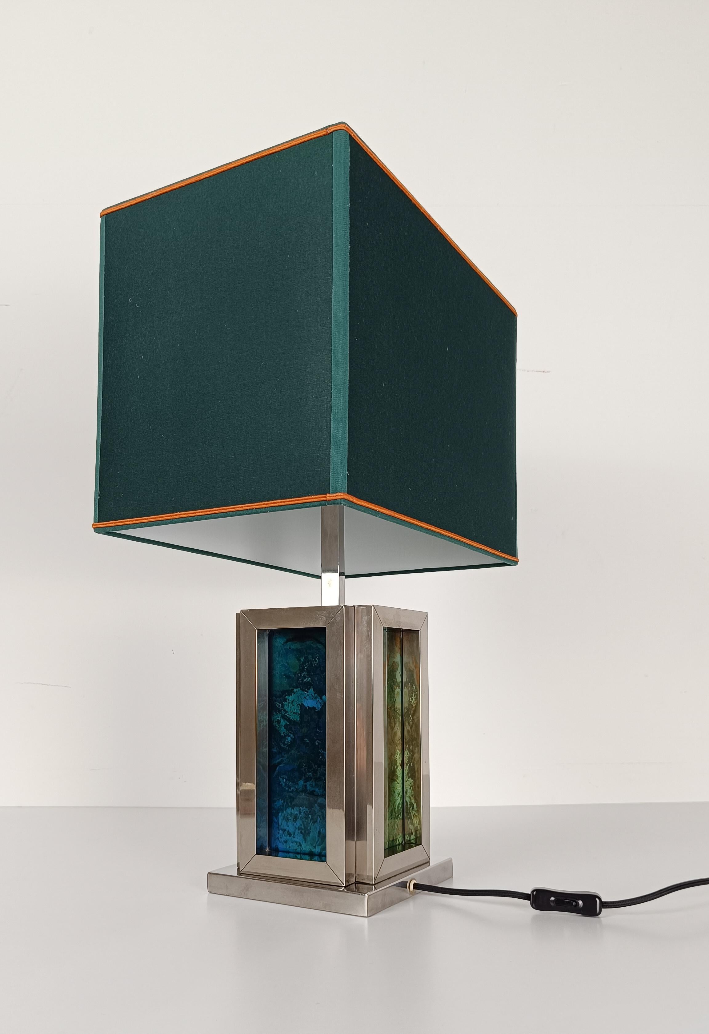 Romeo Rega Table Lamp in Chrome and Lucite Faux Marble Lucite, Italy 1970s For Sale 10